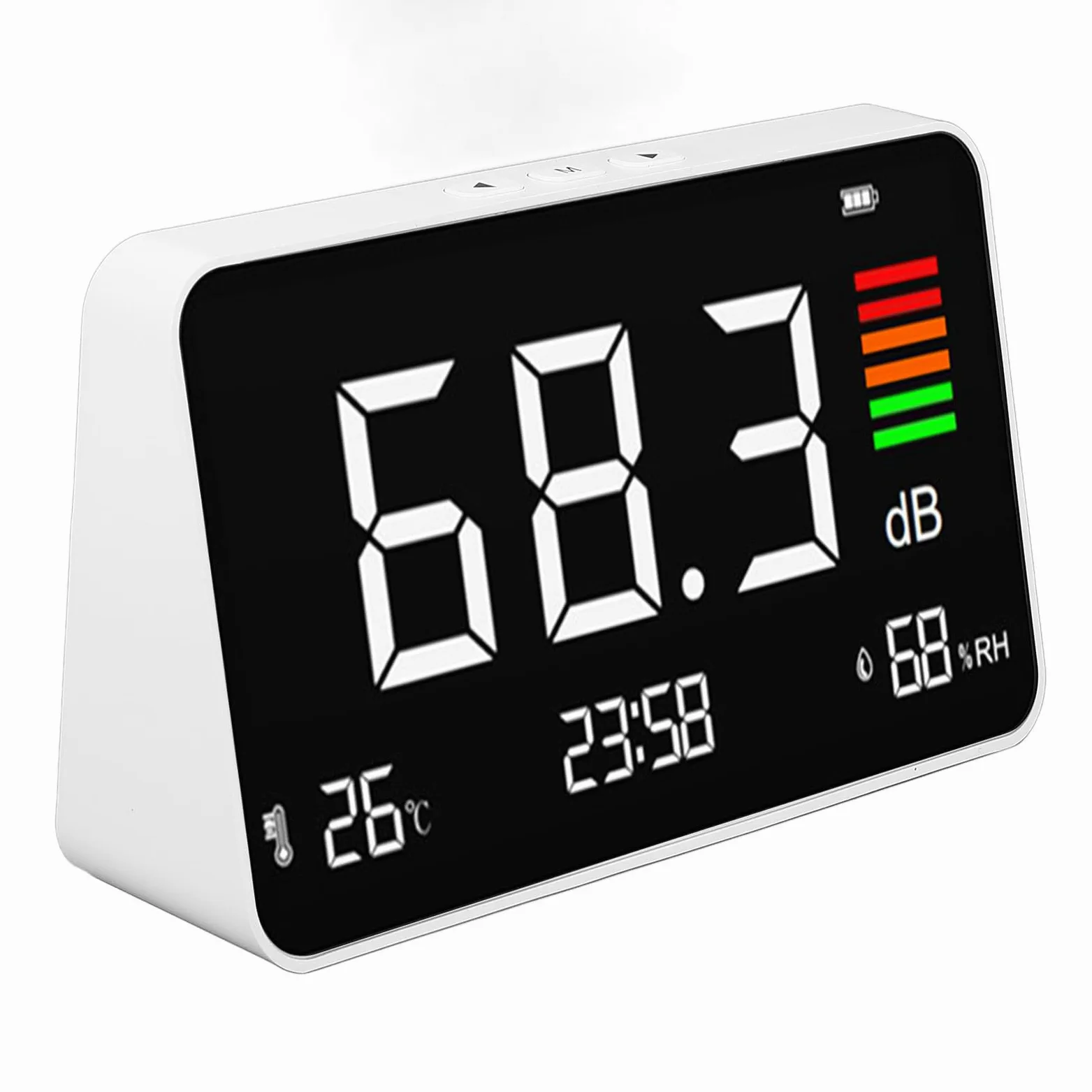 Decibel Messdesktop -Tester mit LED -Display, 30 Bis 130 DB Schallpegelmesser -Anzeigegeräusch, Temperatur und Luftfeuchtigkeit, Rauschmesser für Zuhause, Studio, Fabrik,