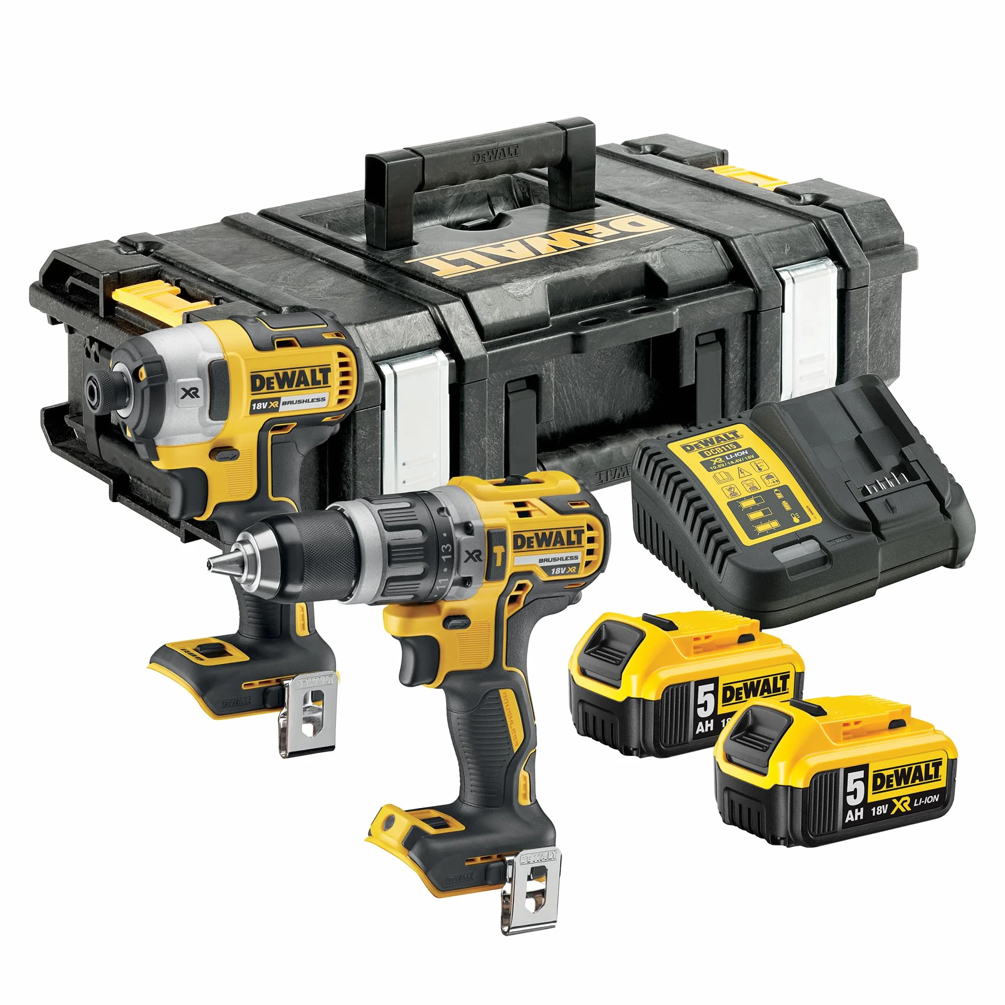 DEWALT 18V Akku-Kombopack – Schlagbohrschrauber DCD796 & Schlagschrauber DCF887, 2x 5,0Ah Li-Ion Akku, Schnellladegerät, Tough Box