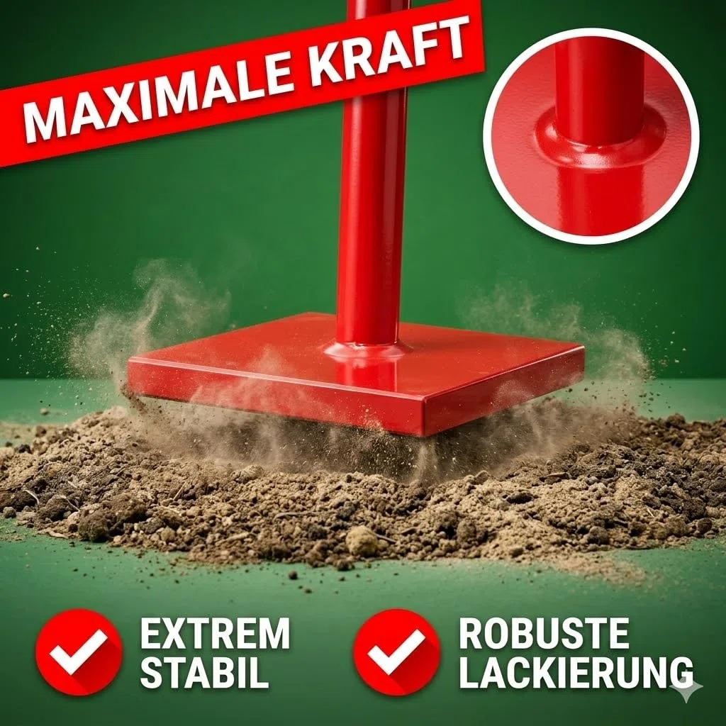 Erdstampfer 150x150 mm Handstampfer aus massivem Stahl 83 cm T-Griff Betonstampfer Bodenverdichter