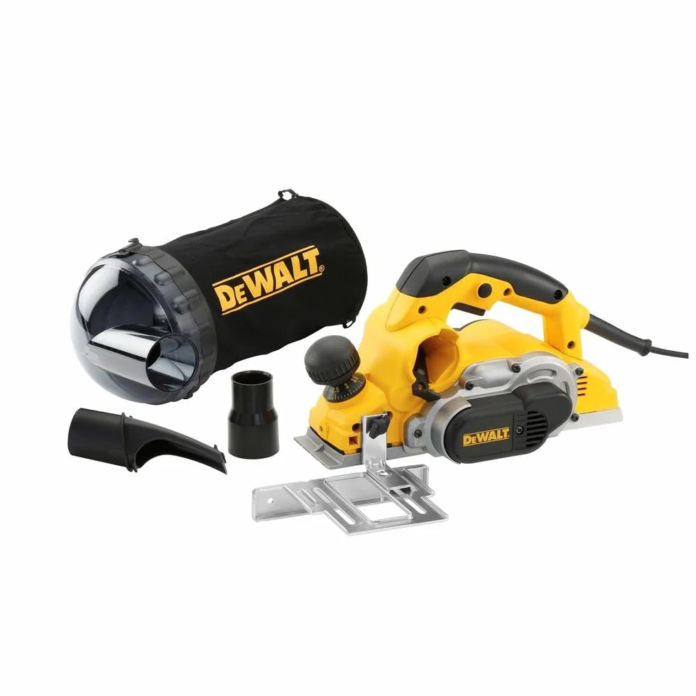 Dewalt Hobel (82 mm) D26500K (1.050 Watt, Hobelbreite 82 mm, ø-Messerwelle 64 mm, max. Spantiefe 4 mm, max. Falztiefe 25 mm, Hobeltiefe in 1/10 mm Schritten einstellbar, plangefräste Hobelsohle)