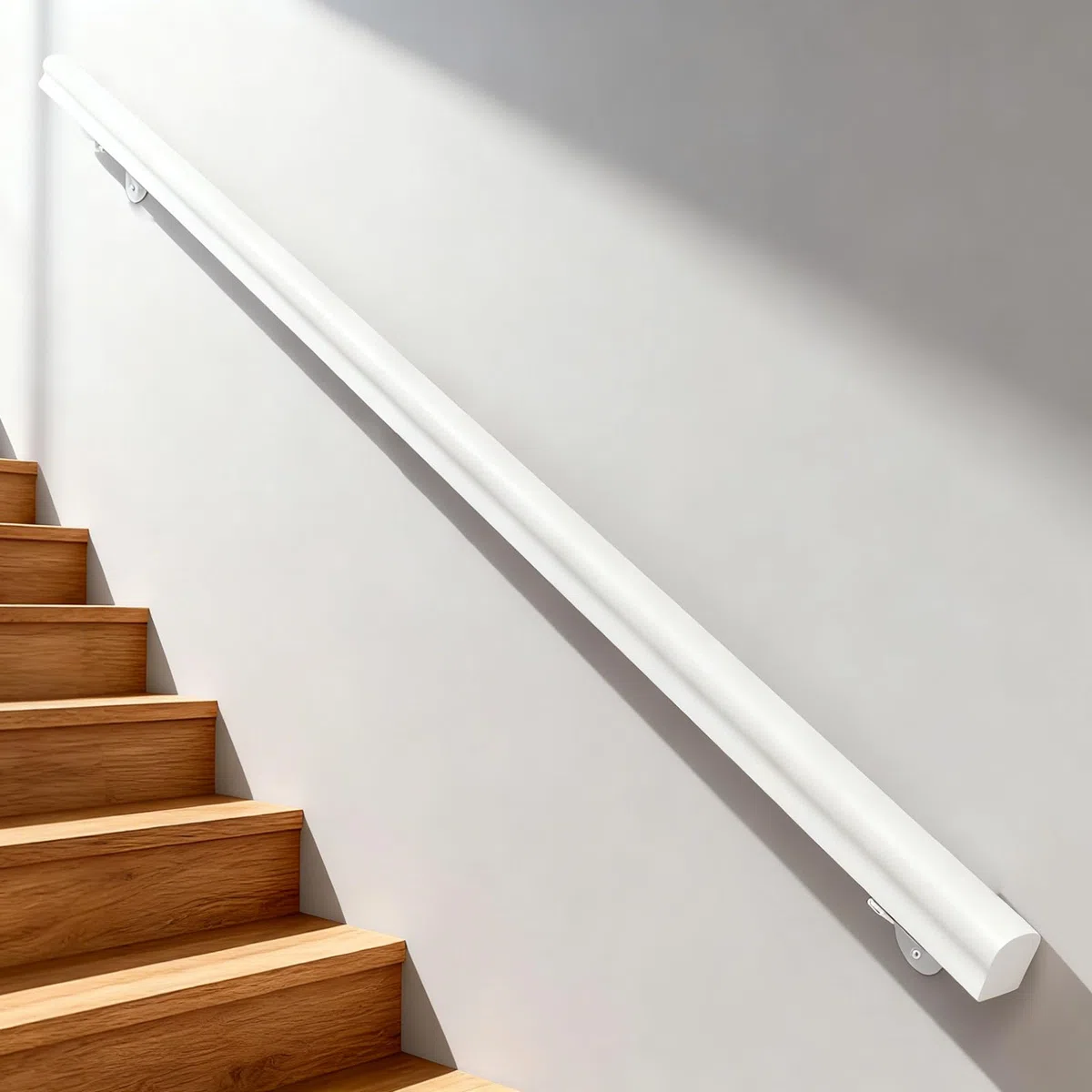 Handläufe für Treppen 30-600cm Holzhandlauf mit Halterungen, Rutschfeste Treppengeländer Stützstange, Gegen die Wand ältere Menschen und Kinder Loft Grab Bar Kit für Indoor Hospital Home (C, 150cm)