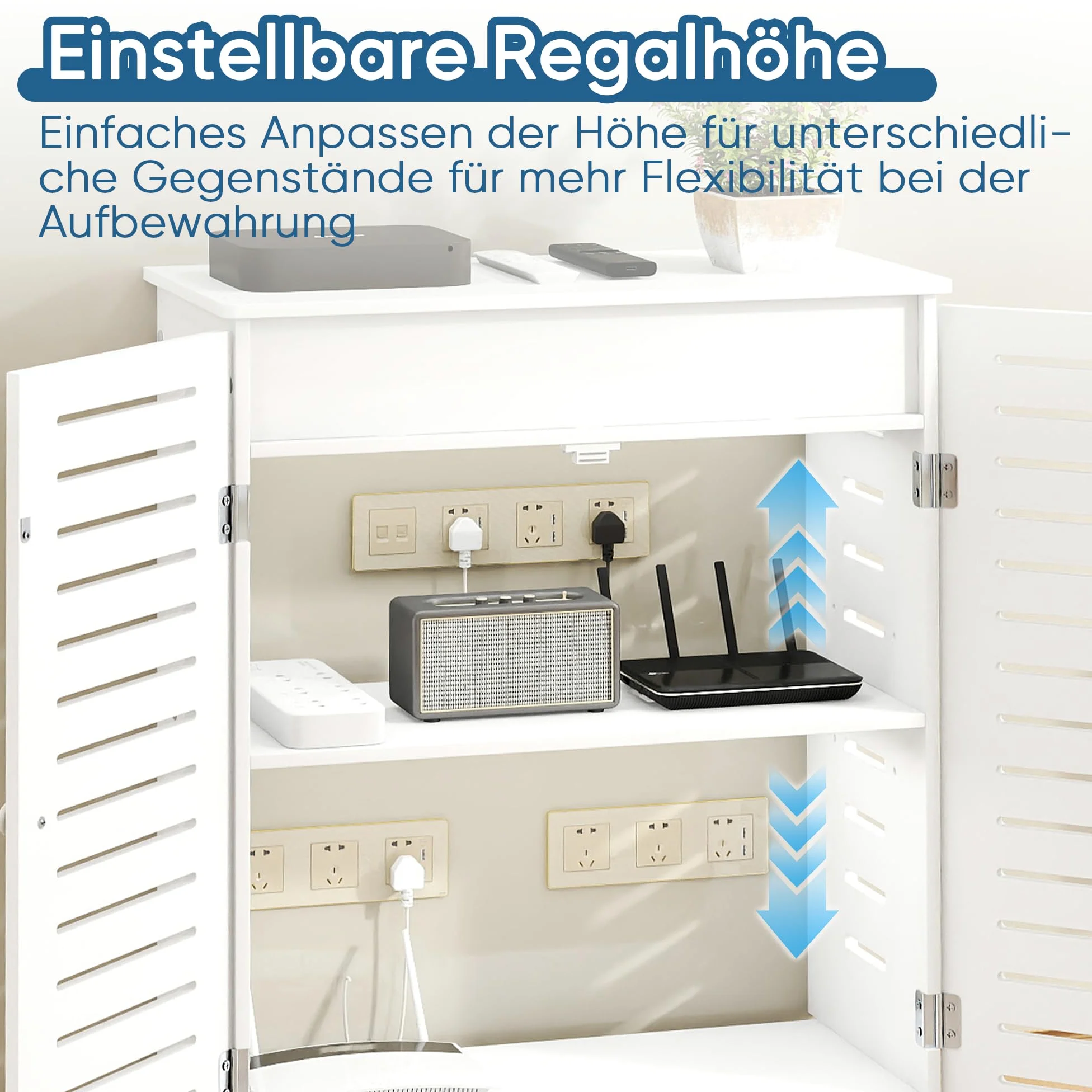 MYOYAY WLAN Router Aufbewahrungsschrank, Holz Platte Router Regalkastenschrank, Belüfteter Routerkasten, Modem Kabelmanagement Box, Router Abdeckung für Das Wohnzimmer Im Schlafzimmer Zu Hause