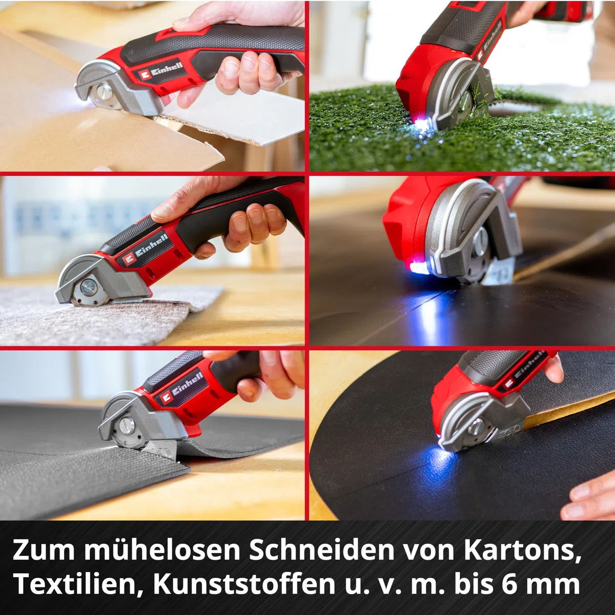 Einhell Akku-Universalschneider TE-UC 18/6 Li Power X-Change (18 V, Universalschere für Materialien bis 6 mm, LED-Licht, Schnittlinienanzeiger, inkl. 4,0Ah PLUS Akku & Ladegerät)