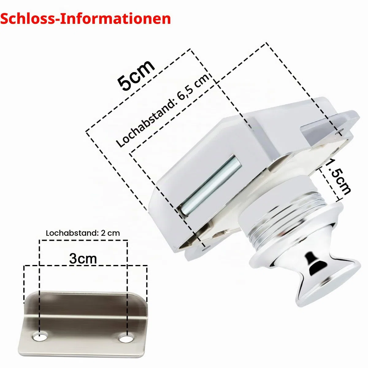 LESOLEIL Push Lock Wohnmobil, Push Button Schloss Door Catch Schrank Schublade Möbelschloss für RV Camper Caravan Wohnwagen Yacht Ship Boat Chrom 5 Stück