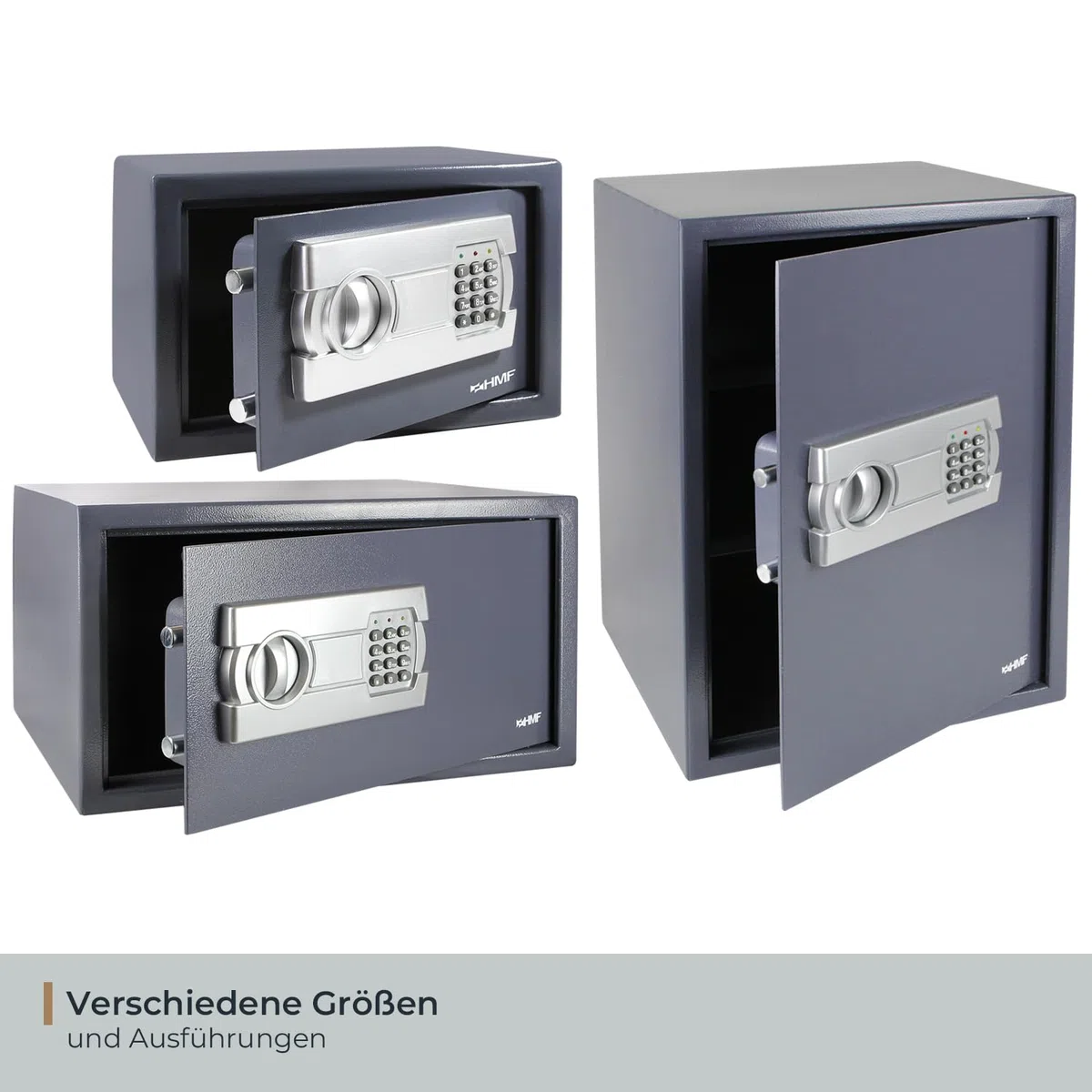 HMF Safe Tresor für Zuhause, Hotel oder Büro, Möbeltresor mit Zahlenschloss für DIN A5 Dokumente | 31 x 20 x 20 cm | Anthrazit