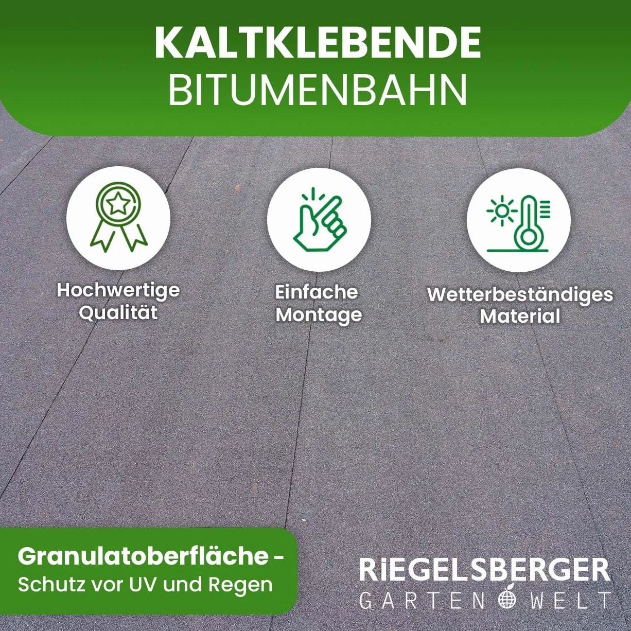 Gartenpirat Selbstklebende Dachpappe schwarz 2,5 m² (0,5 x 5 m) KSK Bitumenbahn für Gartenhaus Carport Pavillon & Geräteschuppen
