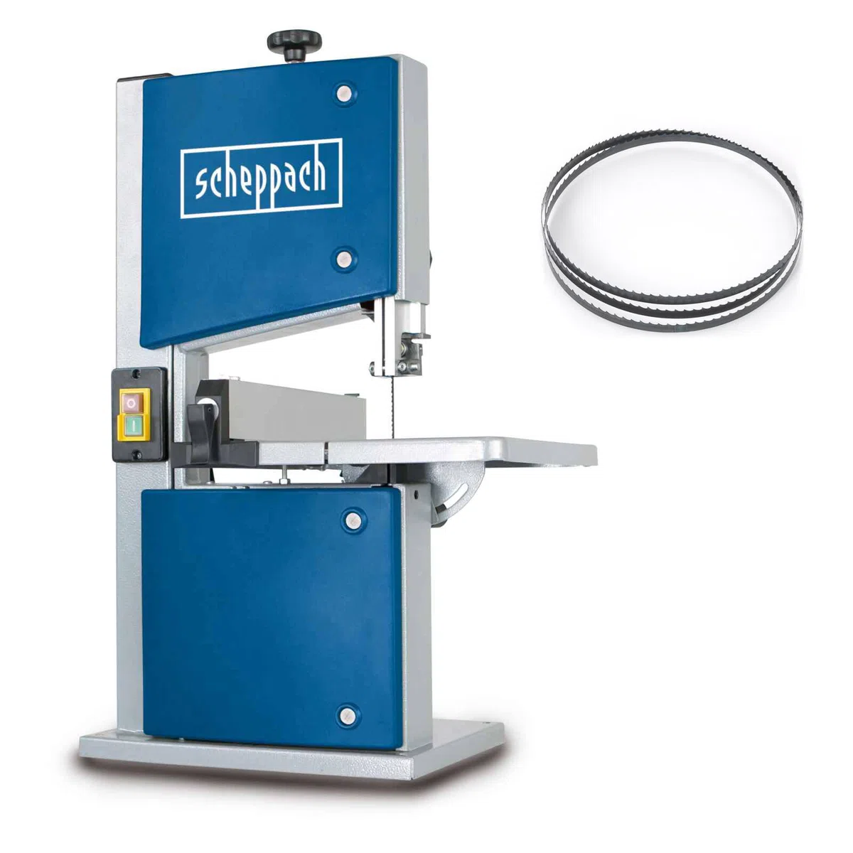 Scheppach Bandsäge HBS20 | 230V | 350 Watt | max. Durchlasshöhe: 80 mm | max. Durchlassbreite: 200 mm | Großzügiger Arbeitstisch 300 x 300 mm | Holzbandsäge | Modellbausäge
