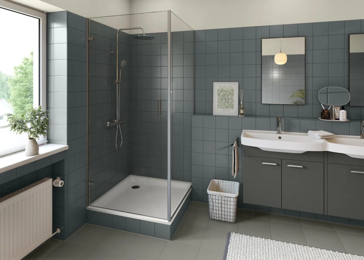 Alpina Bad & Küche Fliesen-Lack Schiefer – seidenmatter Fliesenlack für Wandfliesen im Innenbereich, feuchtraumgeeignet & streichfertig, ideal für Badezimmer, Küche & WC – 0,75 L