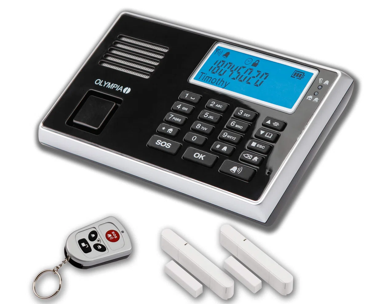 OLYMPIA Protect 9030 GSM Alarmanlage Haus Schwarz | Drahtloses Alarmanlage Set | Alarmsystem für Wohnung & Haus | Türsensoren & Fernbedienung