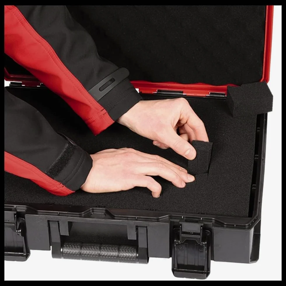 Einhell Systemkoffer E-Case S-F (für universelle Aufbewahrung von Werkzeug, 44x32x13 cm Außenmaße, max. 25 kg Beladung, spritzwassergeschützt, stapelbar, inkl. Rasterschaumstoff)