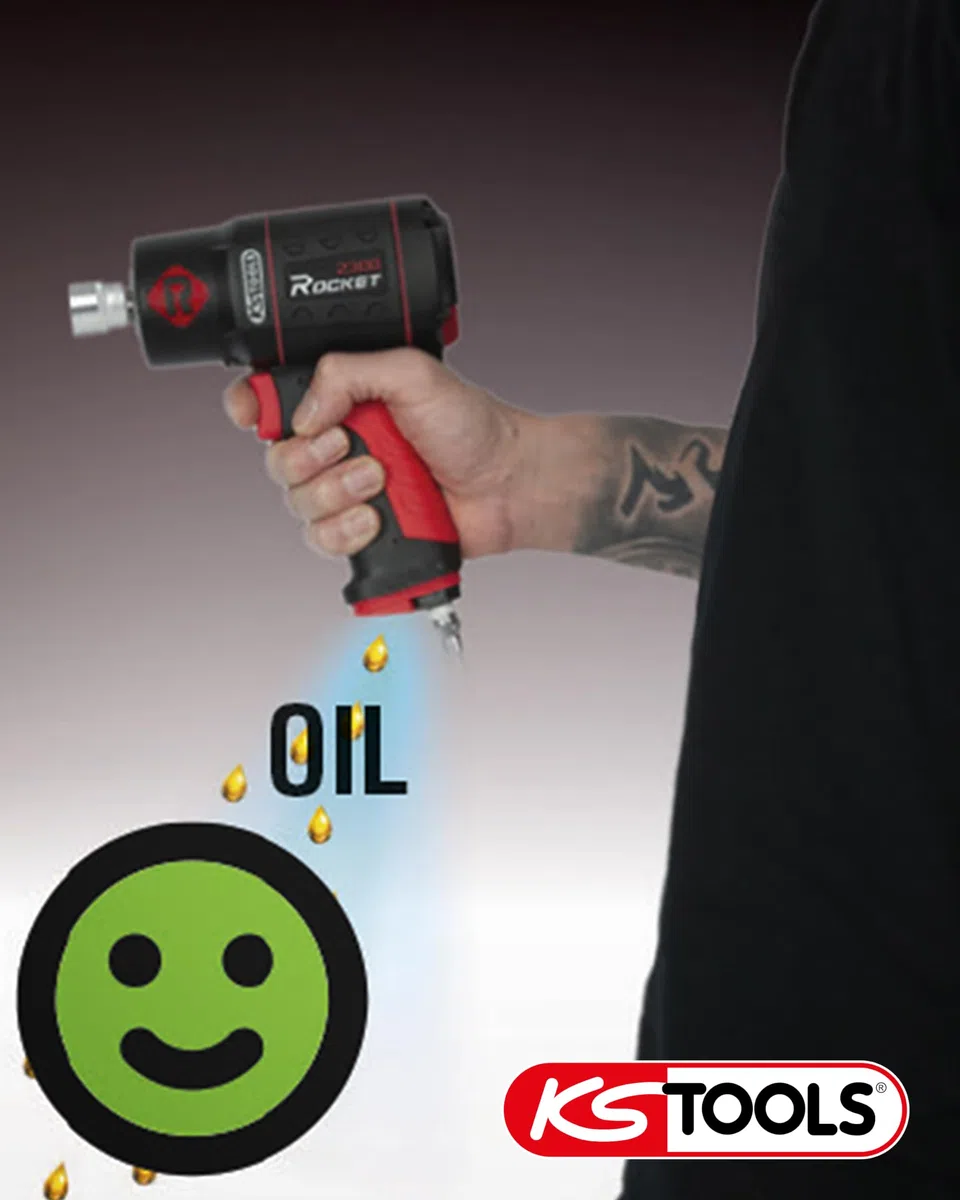 KS Tools Schlagschrauber Druckluft ROCKET II 1/2" 512.0002 2300Nm I Druckluft Schlagschrauber mit 8-Lamellen Luftmotor & Hochleistungs-Doppel-Hammer-Schlagwerk