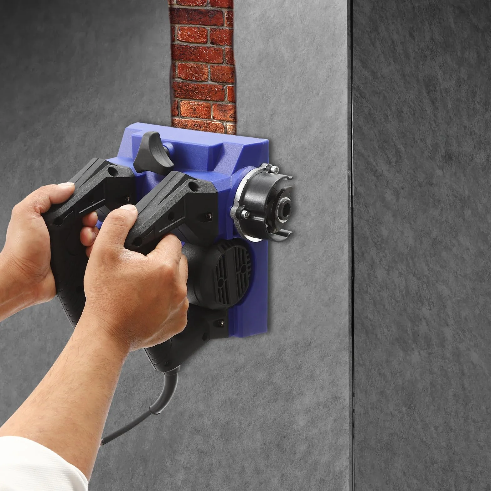1300W Elektrischer Wandhobel,Schleifer Putzfräse Mauerfräse Estrichfräse Mauer Fräse Sanierungsfräse Betonschleifer Betonfräse von 1000 bis 4000RPM,Wand Schleifer Hobeltiefe 1-4 mm (Blau)