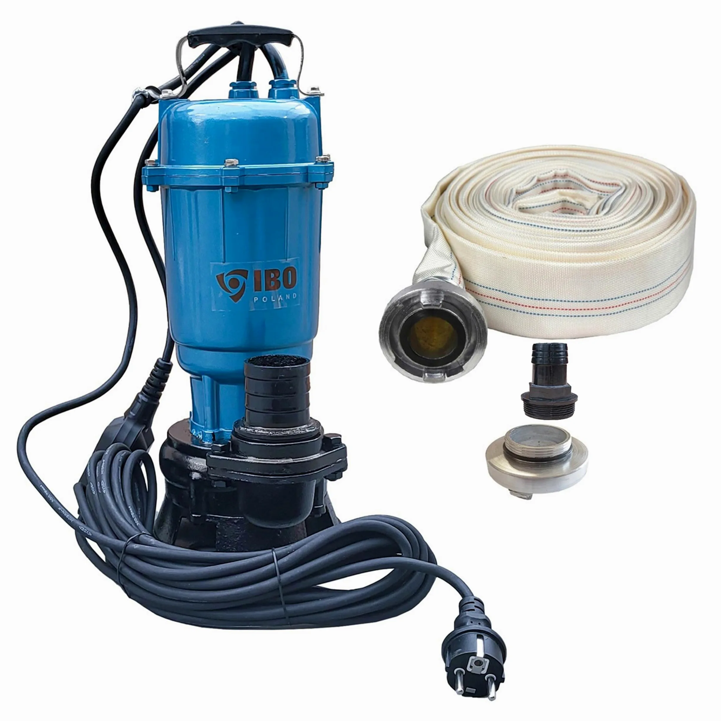 Fäkalienpumpe Schlauch 20 30M Storz C Kupllung Schmutzwasserpumpe 550 W 18000 L/Std Tauchpumpe Cutter Schneidmesser (Pumpe mit 20 M Schlauch)