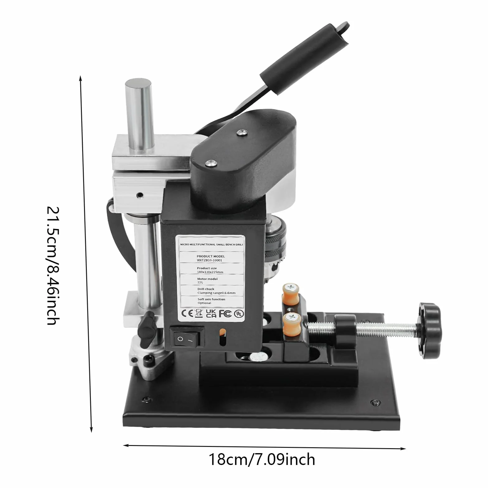 Mini-Bohrmaschine 0,6-6mm Bohrfutter Kupferkernmotor Tischbohrer mit Bankklemme Einstellbare Geschwindigkeit für Holz Kunststoff Metall präzise Bearbeitung einfache Handhabung