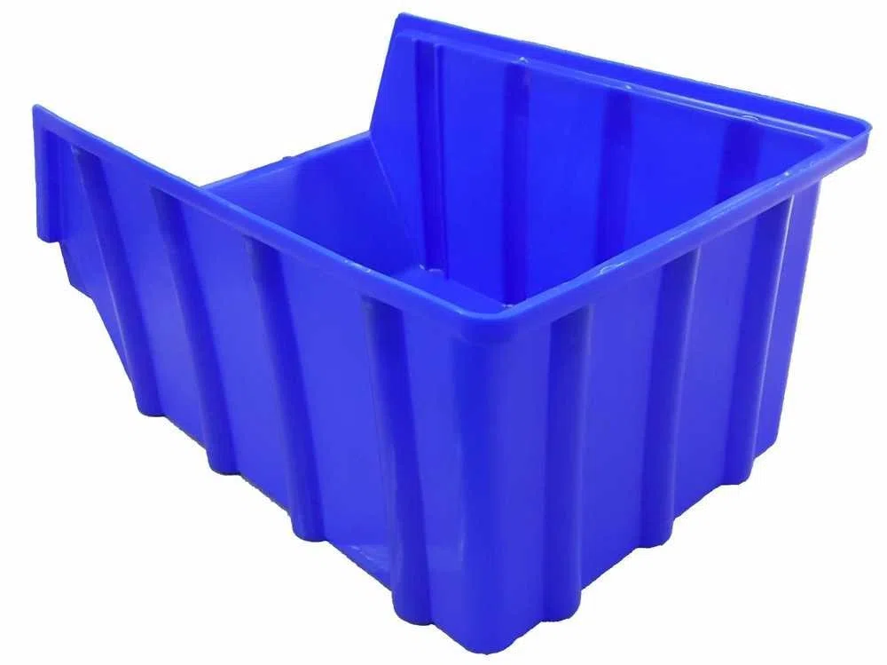 S&S-Shop 15 Stapelboxen Blau Gr.4, aus hochwertigem Kunststoff, mit Schildcheneinschub, Ordnungsboxen für Werkstatt, Kleinteile Organizer, Sortierbox für Schrauben & Werkzeug, Made in Germany