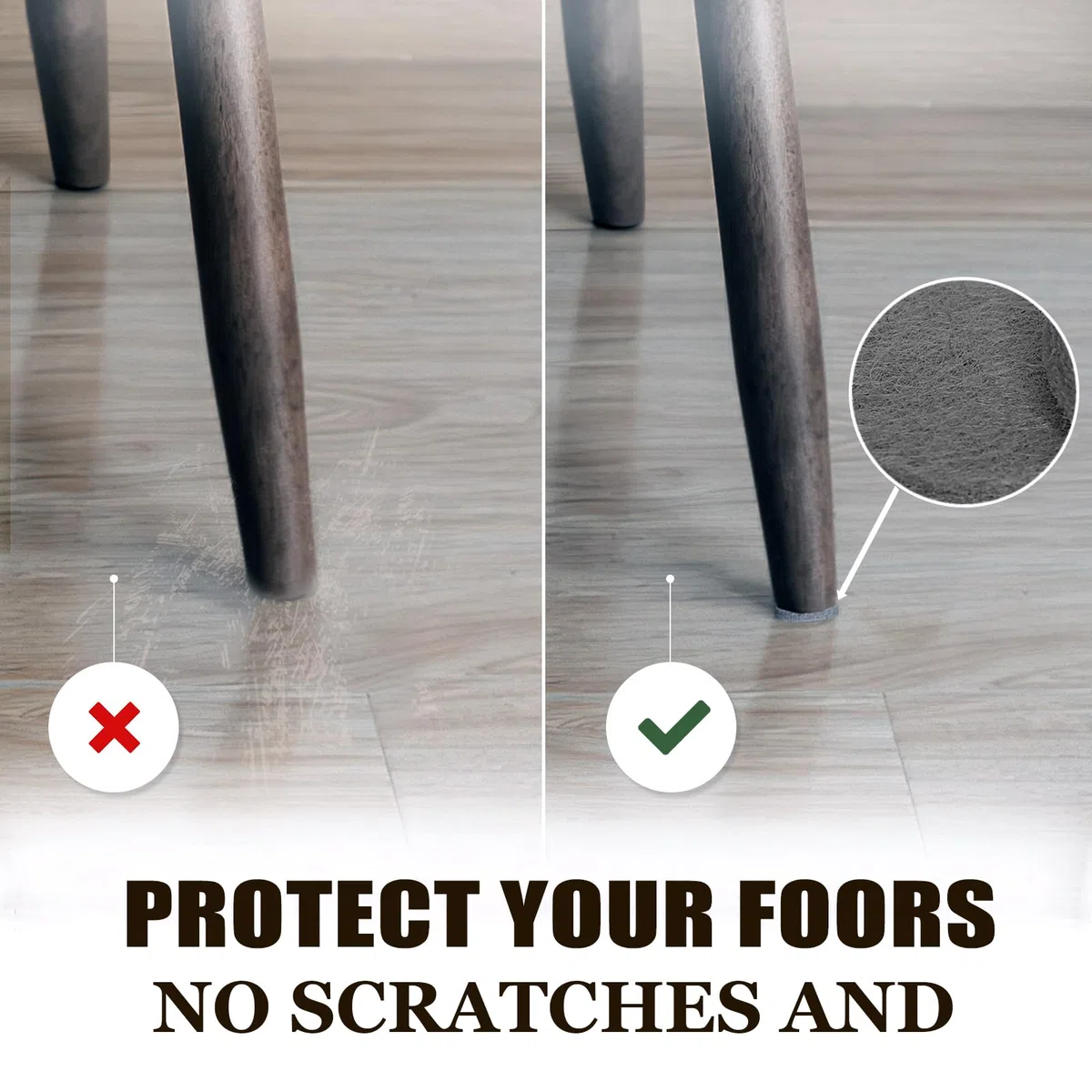 Yelanon Filzgleiter selbstklebend 278 Stück, Schneidbarer Filz für,Kratzfeste Möbelgleiter für Stühlemöbelgleiter,Möbelgleiter,Chair Leg Floor Protectors,Grau