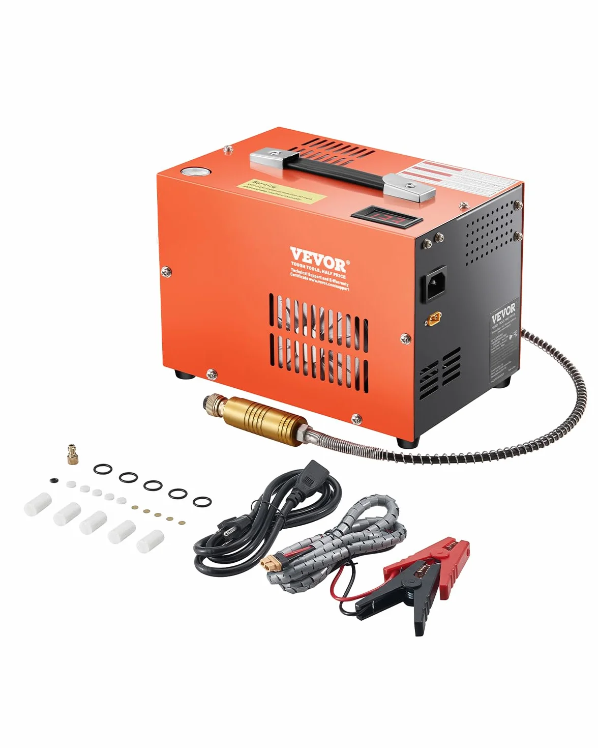 VEVOR PCP-Luftkompressor, 4500 PSI PCP-Luftgewehrkompressor mit eingebautem Konverter & Lüfterkühlsystem, DC12 V/AC230 V Kompressorpumpe mit manuellem Stopp für Luftgewehr, Paintball & Tauchflaschen