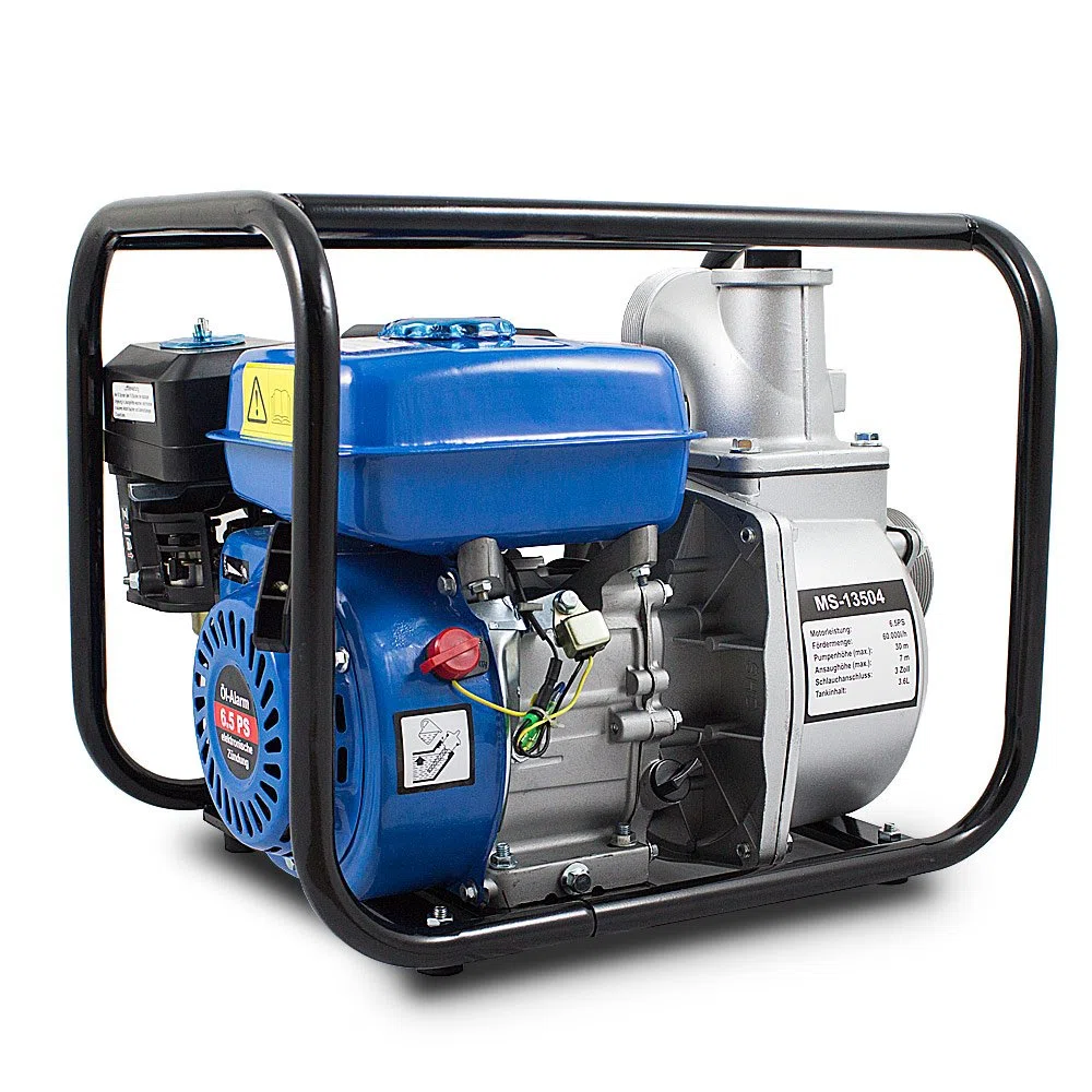 BITUXX® Benzin Schmutzwasserpumpe 3" Wasserpumpe Motorpumpe Kreiselpumpe Gartenpumpe Teichpumpe 6,5 PS 60.000l/h, max. Förderlänge 30m, 3Zoll Anschluss