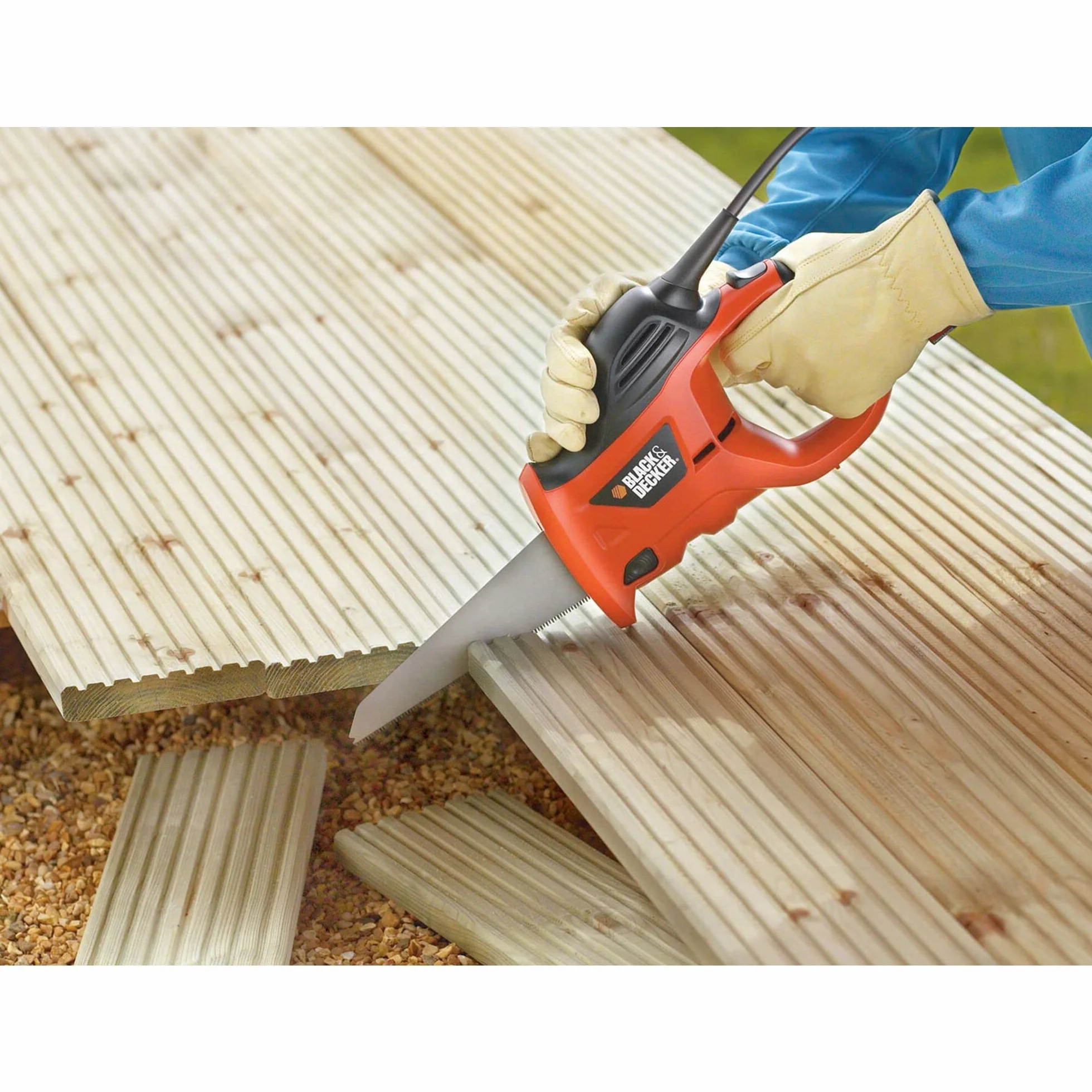 BLACK+DECKER Säbelsäge universal elektrisch 400W (zum Sägen Von Holz, Metall Oder Kunststoff, Inkl. Holzsägeblatt (239mm) KS880EC