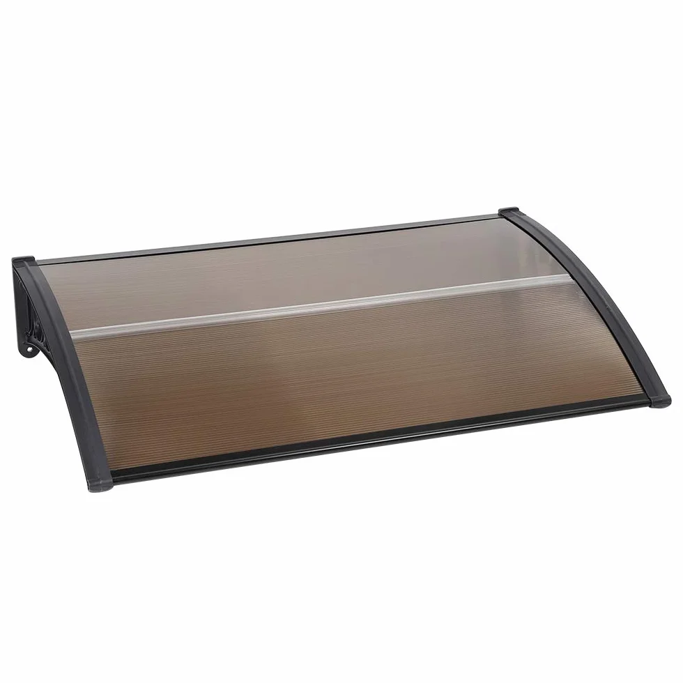 Vordach für Haustür,Aluminium-Vordach als Haustürvordach,Draußen Regendach,schützt vor Regen, Schnee und UV-Strahlen,Haustür Überdachung Haustürvordach,PP Halterung (Braun, 60x100 cm)