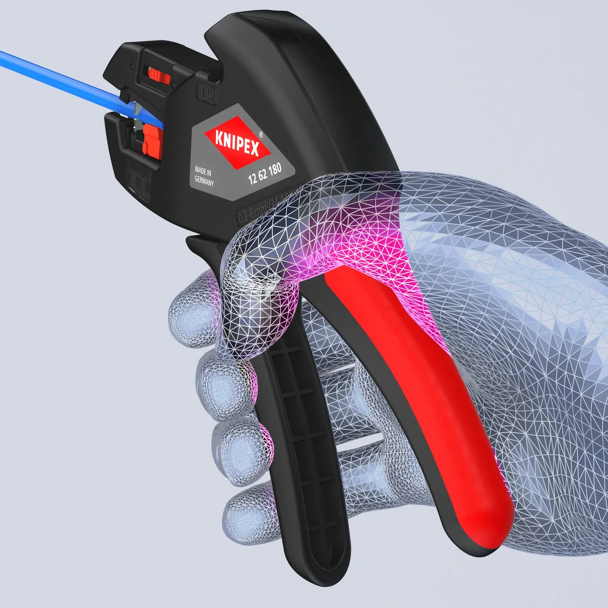 KNIPEX Automatische Abisolierzange, 0,2-6 mm², Feinjustierung, einstellbarer Längenanschlag, Abisolierwerkzeug, Abisolierer, 12 62 180