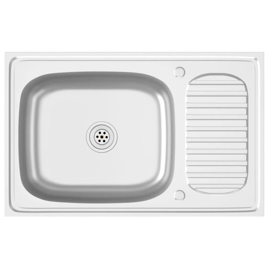 AUVYI Spüle mit Abtropffläche Set Edelstahl Küchenarbeitsplatte Ausgussbecken Spülbecken Kitchen Sink Waschbecken Küchenspülen Arbeitsplatte Küche Silbern 800x500x155 mm