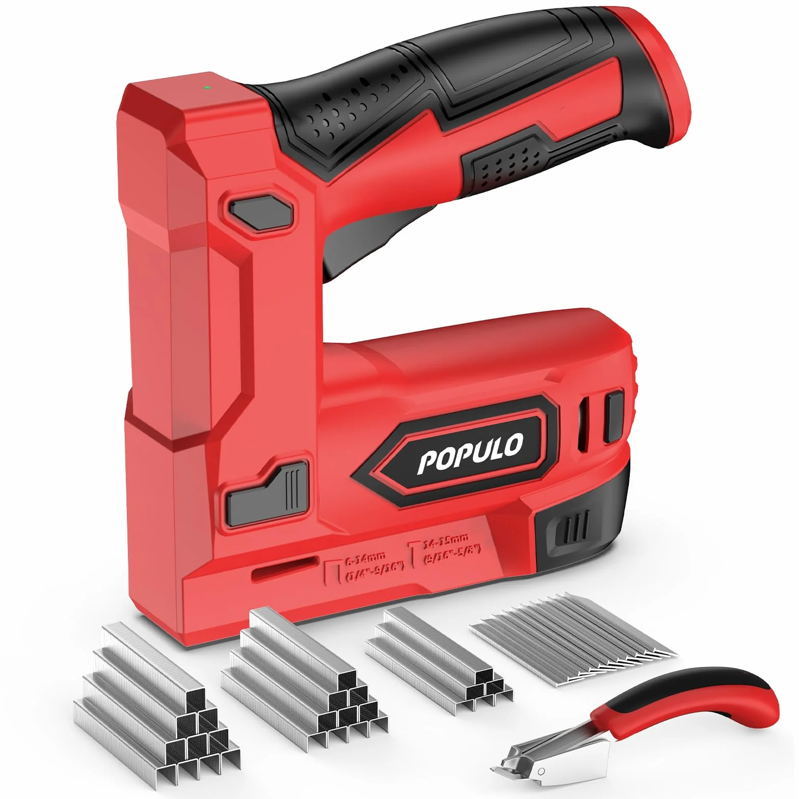 POPULO Akku Tacker, 2-in-1 Lithium-Ionen-Heftgerät, 4V Nagelgerät Set Mit Ladekabel, 1600 Heftklammern & Nägel, Power-Tacker für Bastelarbeiten, DIY und Polsterarbeiten