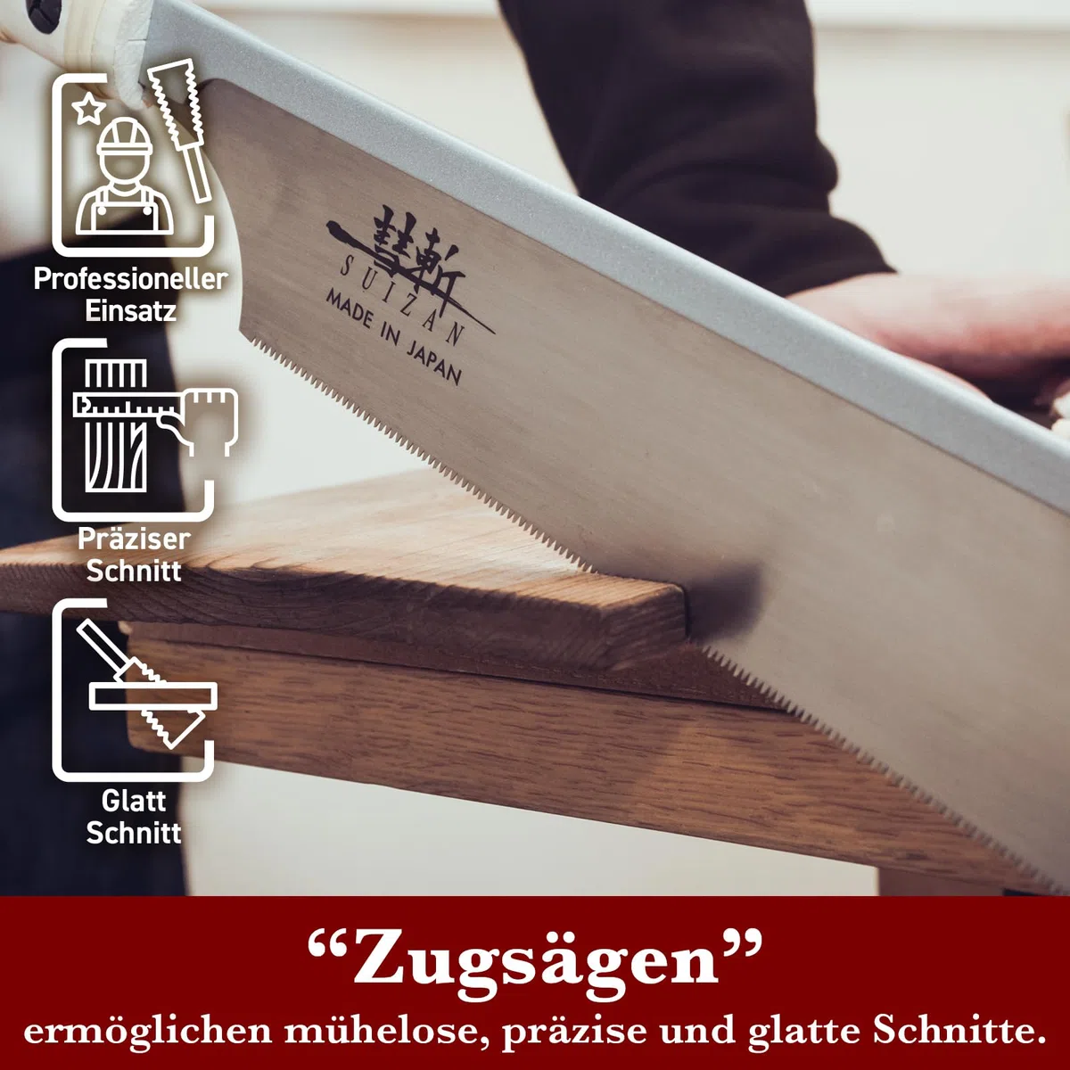 SUIZAN Dozuki Feinsäge 240mm Rip Cross Angle Cut Japansäge Zugsäge Handsäge Holz