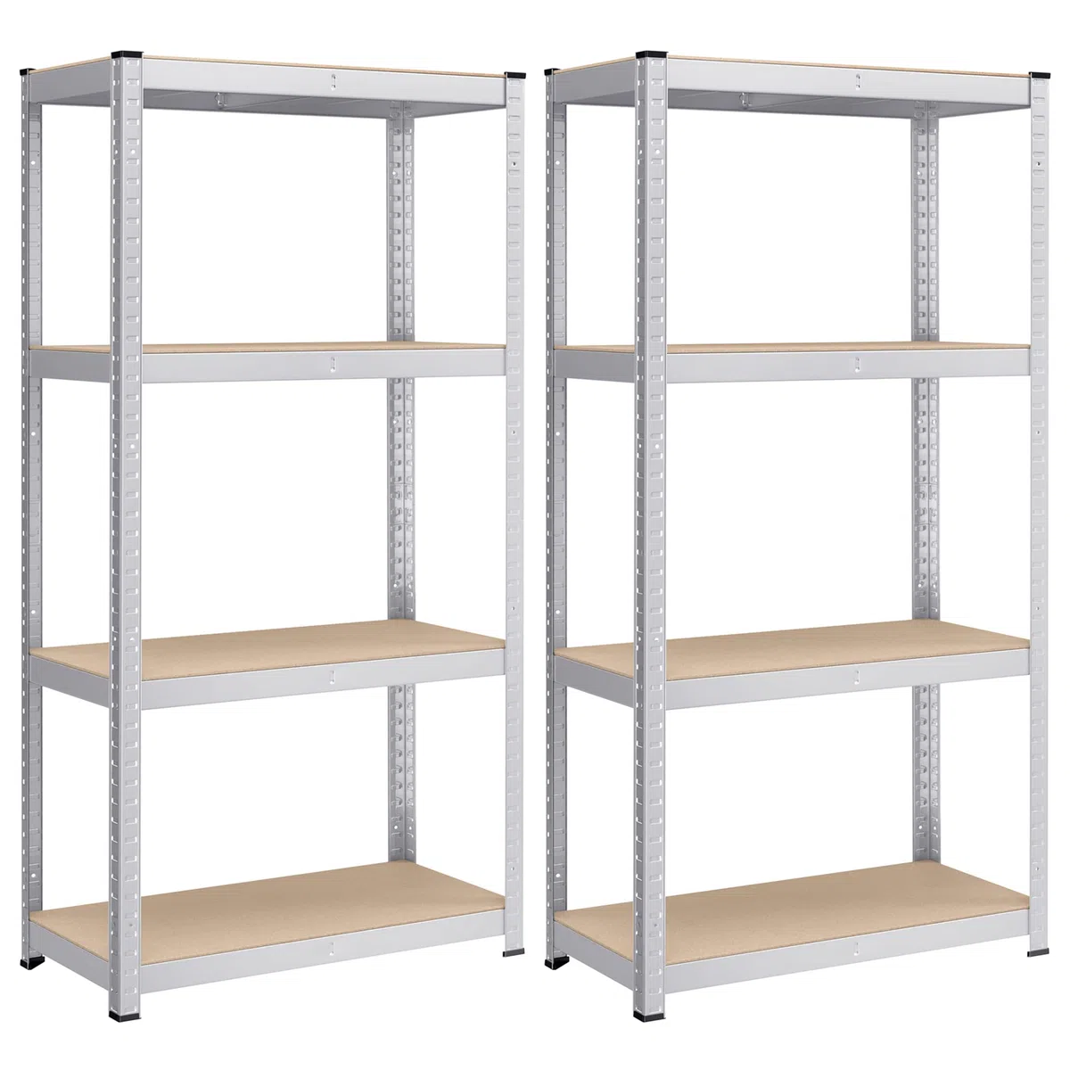 SONGMICS Schwerlastregal, 2er Set, Kellerregal, Lagerregal, 40 x 80 x 160 cm, Regal mit Stahlgestell, bis 520 kg belastbar, 4 verstellbare Ablagen, silbern GLR044E02