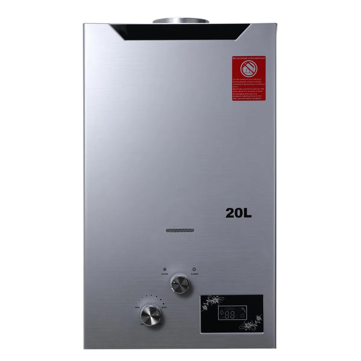 20L 40KW LPG Gas Durchlauferhitzer mit Gasdruckregler, Propangas Campingdusche für Dusche im Außenbereich Dusche Bad Warmwasser Camping Dusche Warmwasserbereiter mit CE-Zertifizierun, Silber
