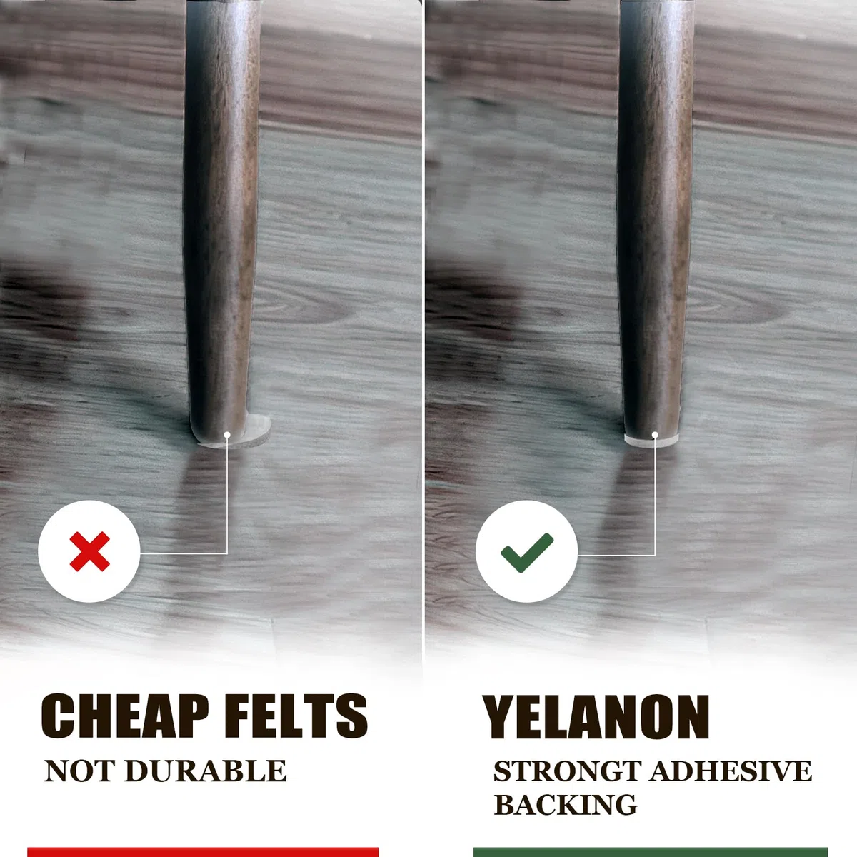 Yelanon Filzgleiter selbstklebend 278 Stück, Schneidbarer Filz für,Kratzfeste Möbelgleiter für Stühlemöbelgleiter,Möbelgleiter,Chair Leg Floor Protectors,Grau