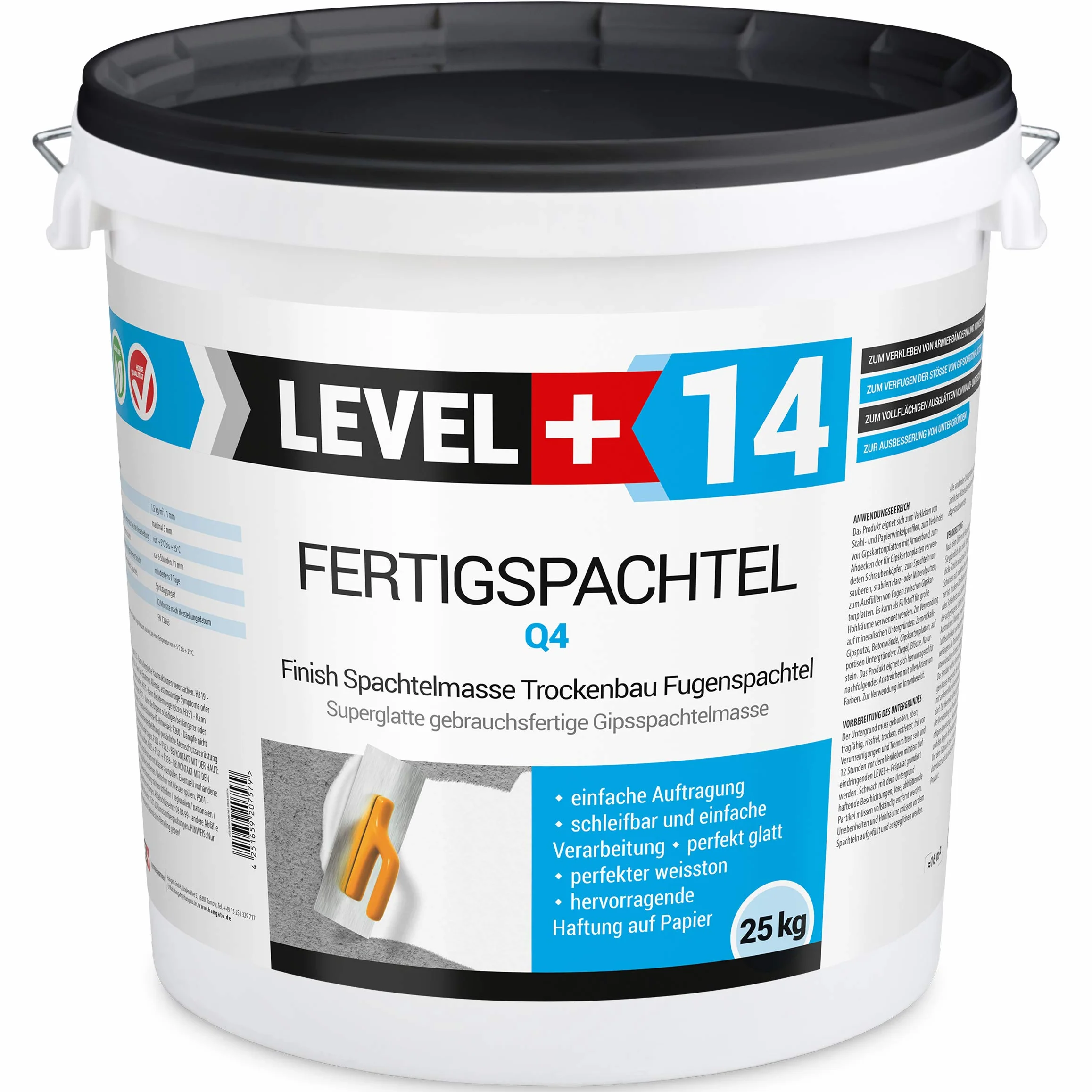 Fertigspachtel 25 kg Spachtelmasse Glättspachtel reinweiss RM14