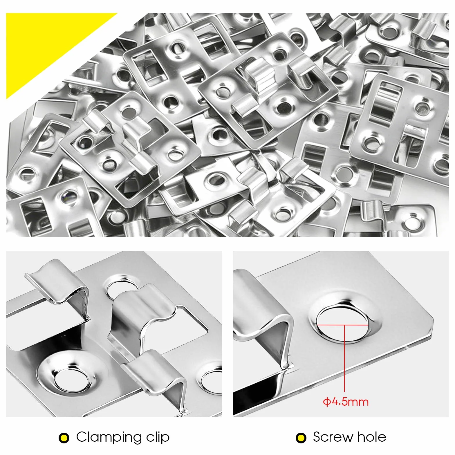 100 Stück WPC Dielen Befestigungsclips Edelstahl Terrassenclips Verbund-Terrassen-Clips Versteckte Abstandhalter, Terrassenbefestigung für WPC/BPC Terrassendielen (Silber, Spalt 3mm, Höhe 7mm)