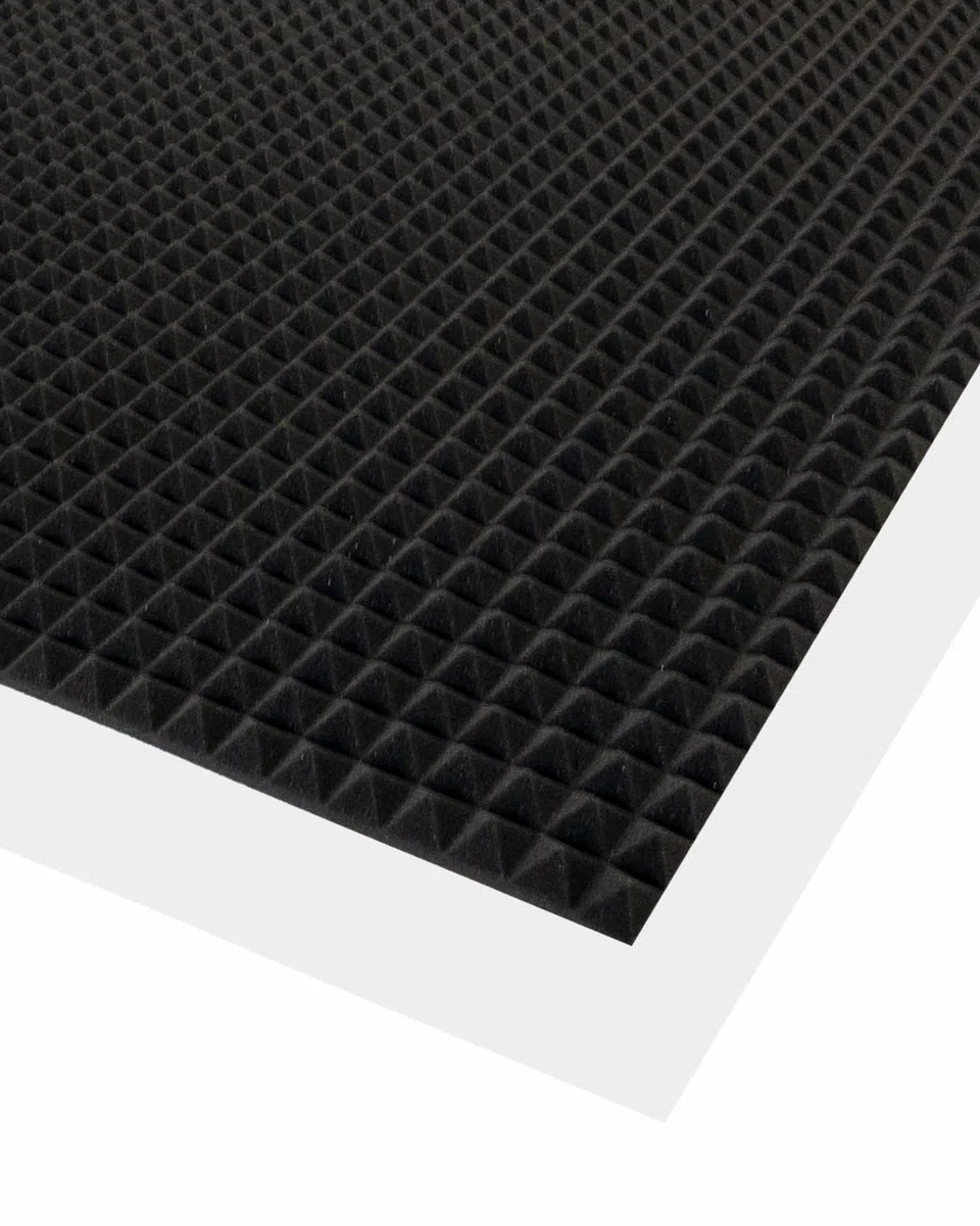 20x Pyramiden-Schaumstoff, Platten in ca. 100x100x3cm (= ca. 20 m²), in der Farbe Anthrazit Schwarz, Akustik, Schallschutz, Dämmung, Pyramiden