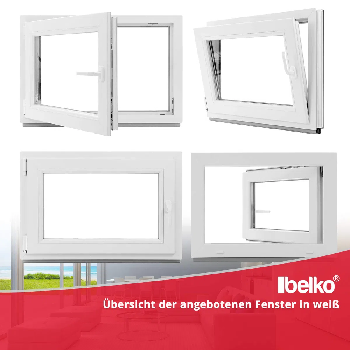 Kellerfenster - Kunststoff - Fenster - weiß - BxH: 100 x 70 cm - DIN links - 2-fach-Verglasung - Lagerware