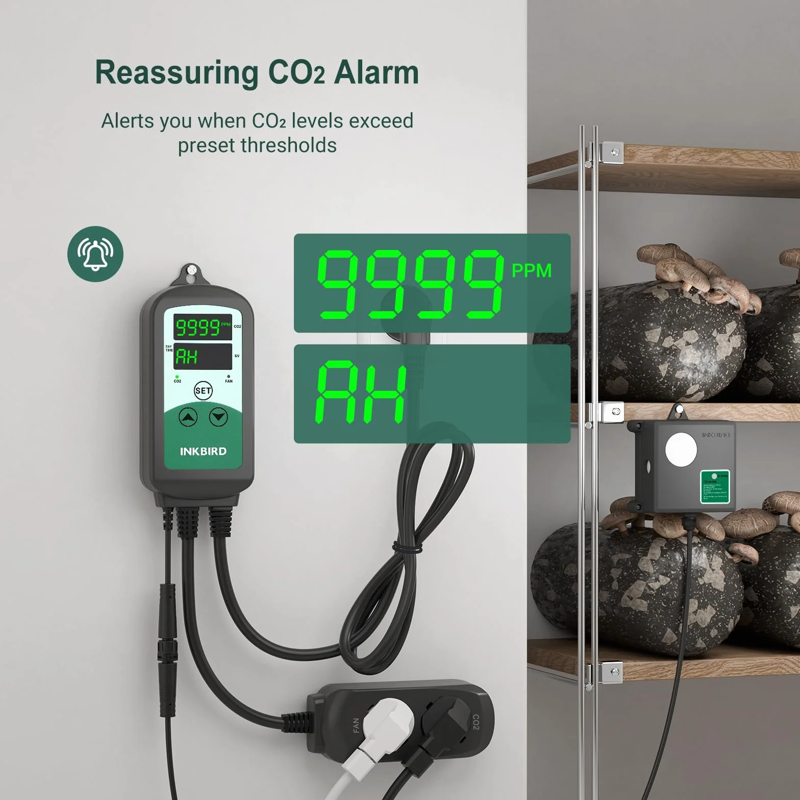 Inkbird ICC-510 CO2 Controller Regler Messgerät für Gewächshaus Agrar