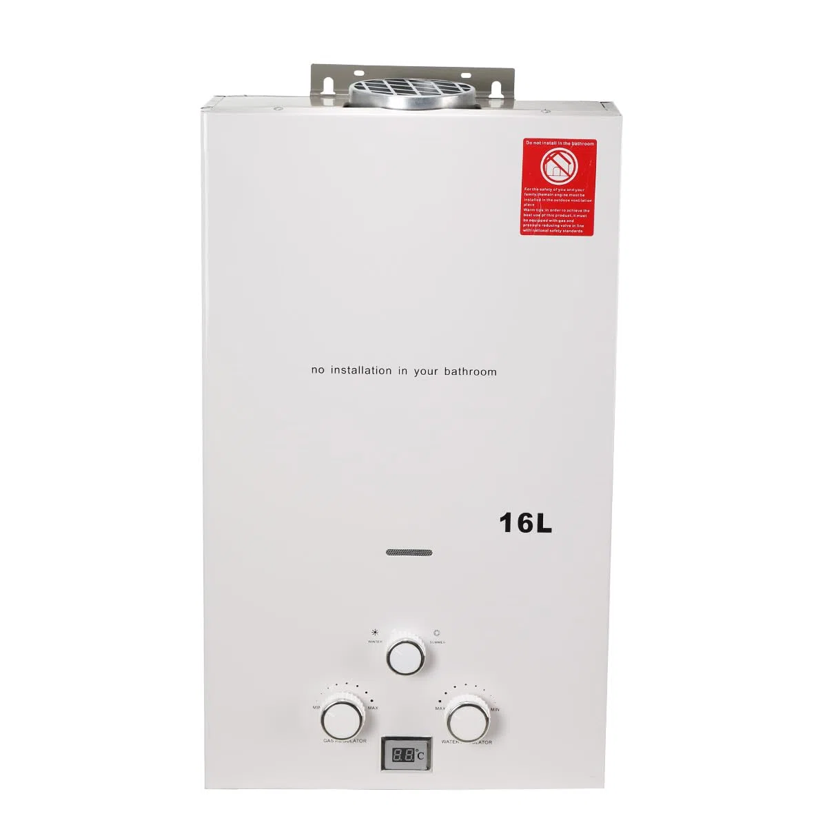 16L 32KW Tragbarer Gas Durchlauferhitzer Propangas Campingdusche für Dusche im Außenbereich Dusche Bad Warmwasser Camping Dusche Warmwasserbereiter mit CE-Zertifizierun