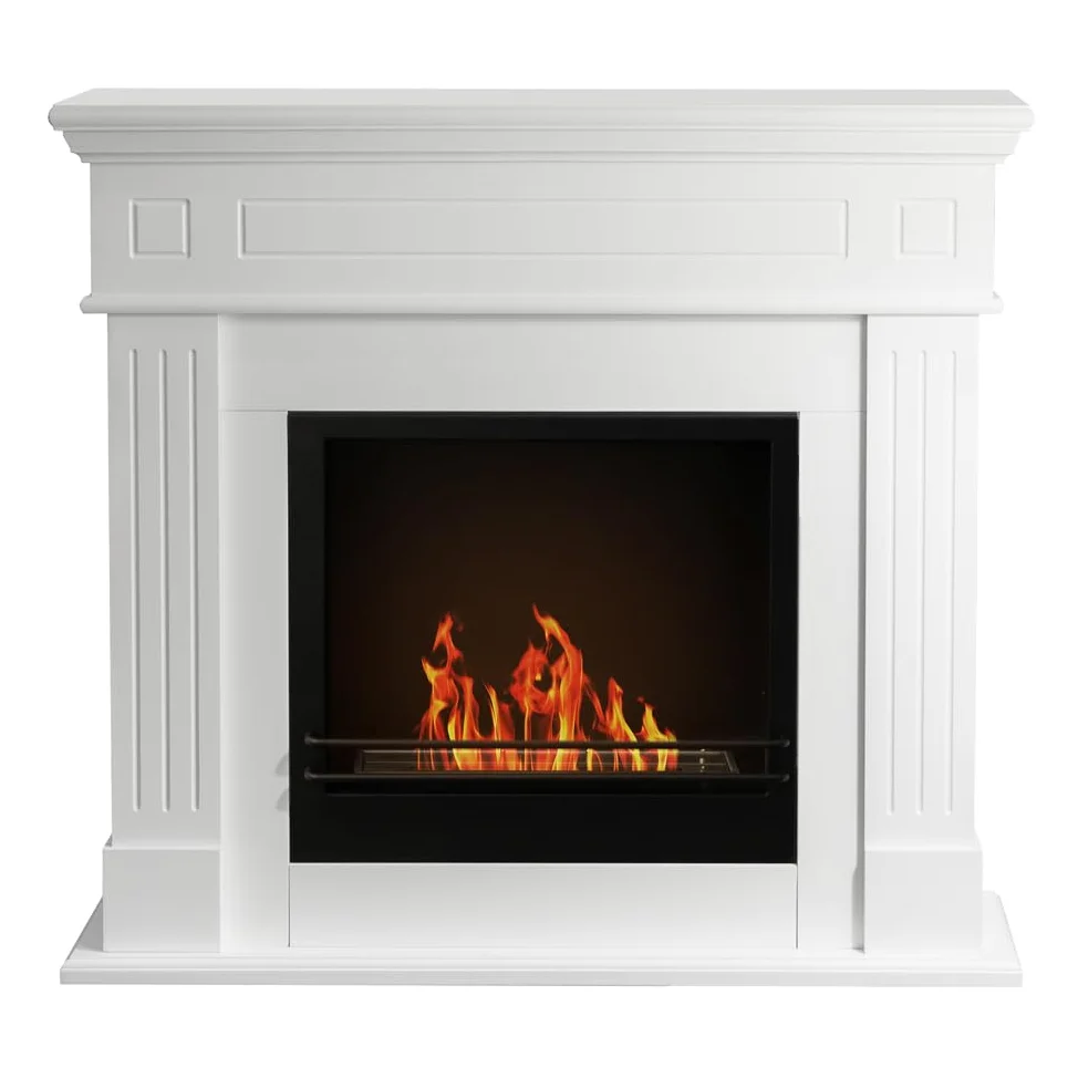 Divina Fire Cambridge Bodenkamin aus Holz, weiß, 110 x 36 x 100 cm
