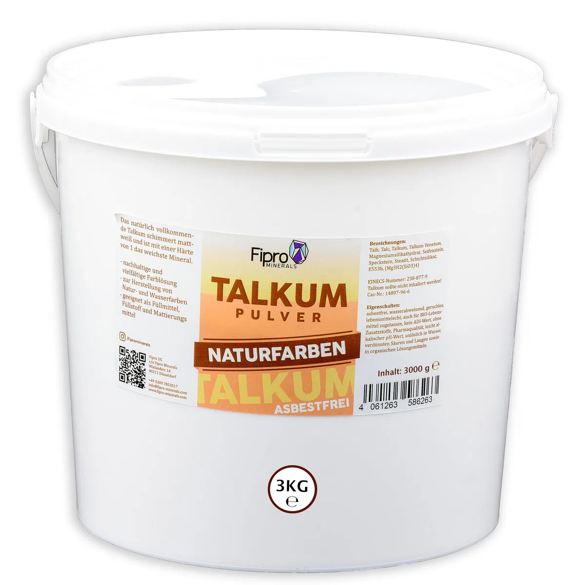 FiPro TALKUM-PULVER 3x3kg | Talkum-Puder Asbestfrei | Füllmittel | Füllstoff | Mattierungsmittel | für Farben Naturfarben Wasserfarben | Alt. zu Calciumcarbonat Bariumsulfat Aluminiumhydroxid