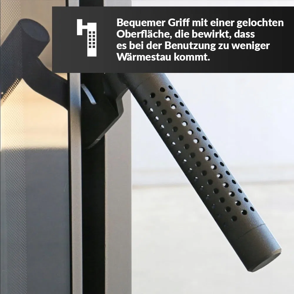 KRATKI Kamineinsatz aus Stahl ZIBI rechts 11 kW Ø 180 schwarz Verkleidung mit Türfeder
