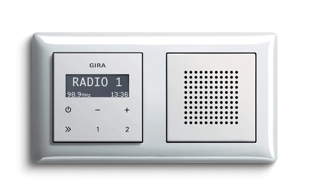 Gira Badradio RDS Unterputzradio mit Lautsprecher und System 55 Rahmen reinweiß glänzend