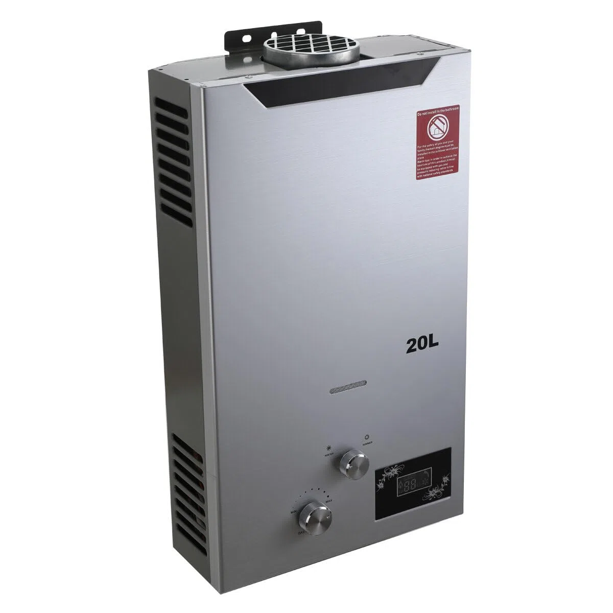 Tragbarer Gas Durchlauferhitzer 20L 40KW Propangas Campingdusche für Dusche im Außenbereich Dusche Bad Warmwasser Camping Dusche LPG Warmwasserbereiter Warmwasser Tankless Instant,Silber