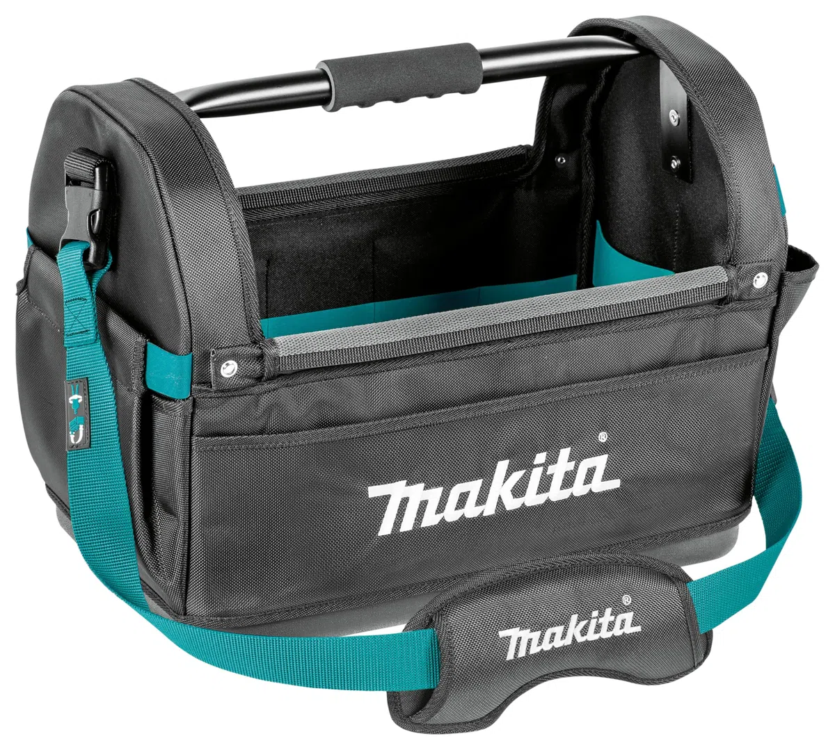 Makita E-15403 Werkzeugtasche offen, stabiler Handgriff aus Metall und Schultergurt, viel Stauraum, wasserdichter verstärkter Boden, 29 Liter Fassungsvolumen, Polyester, 490 x 310 x 365 mm (LxBxH)