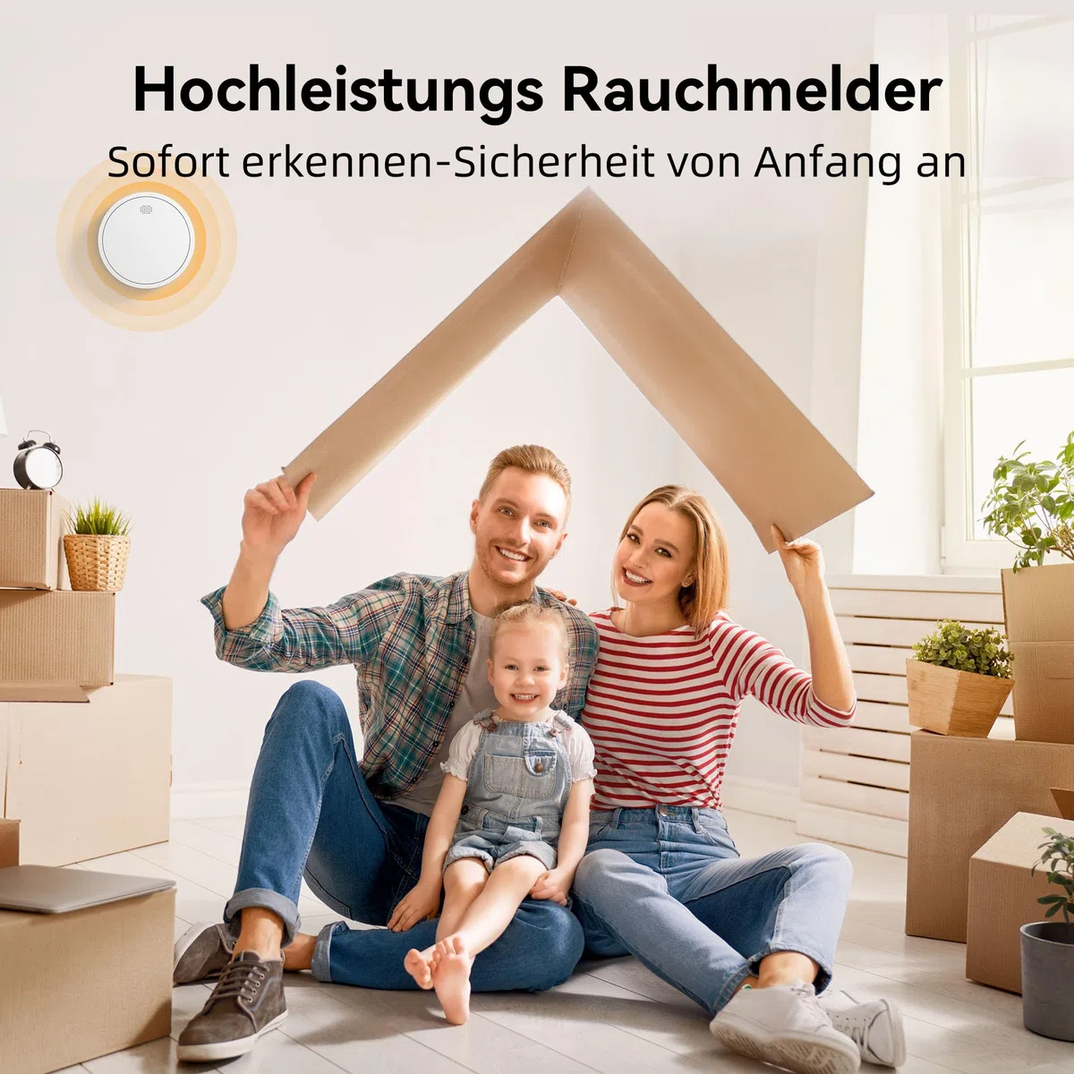 Rauchmelder 10 Jahre Batterie mit Magnethalterung, Europäischen Norm EN14604 Geprüft Feuermelder | Ohne Bohren, 85dB Rauchwarnmelder, 6er Set