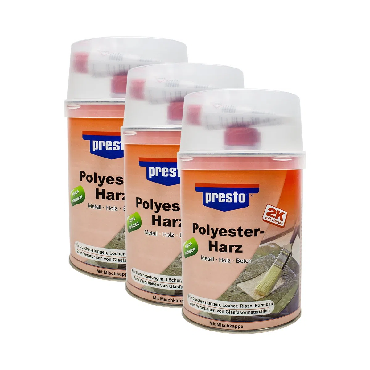 Presto 3X 600528 POLYESTERHARZ Metall Holz Beton ELASTISCH RAKTIV 1000 g