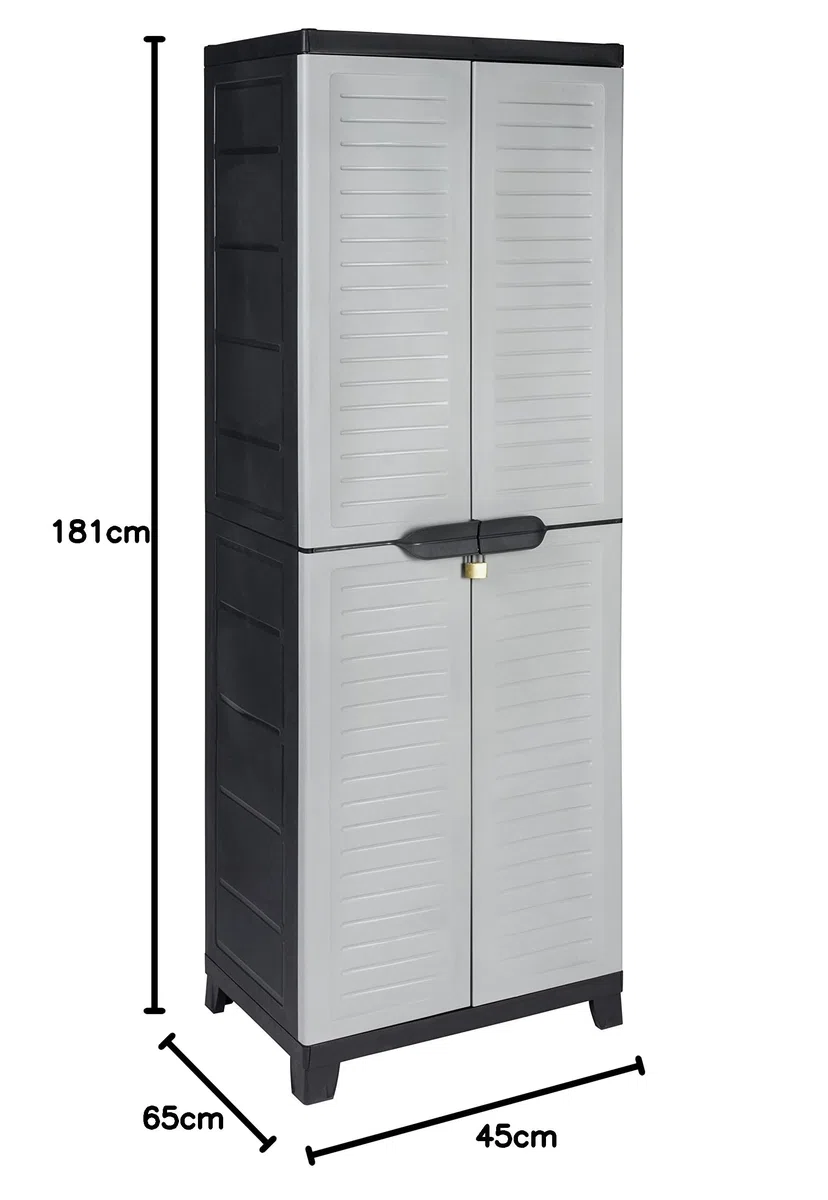Kreher Hochwertiger Kunststoffschrank der Elite-Serie mit 4 verstellbaren Einlegeböden mit je 20kg Tragkraft - Hohe Version