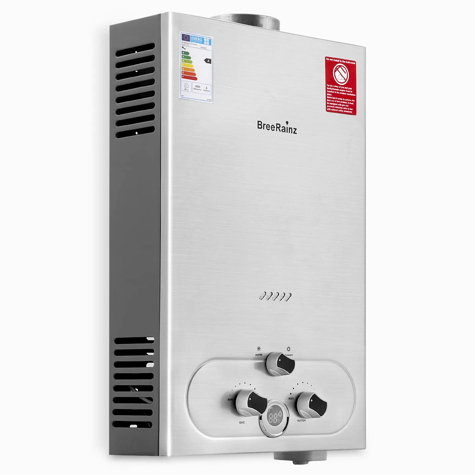 20LPM Gas Durchlauferhitzer, 40KW Propangas Durchlauferhitzer mit Super Niedrigem 0,1 bar Startwasserdruck, Betrieben mit LPG für Dusche & Täglichen Gebrauch