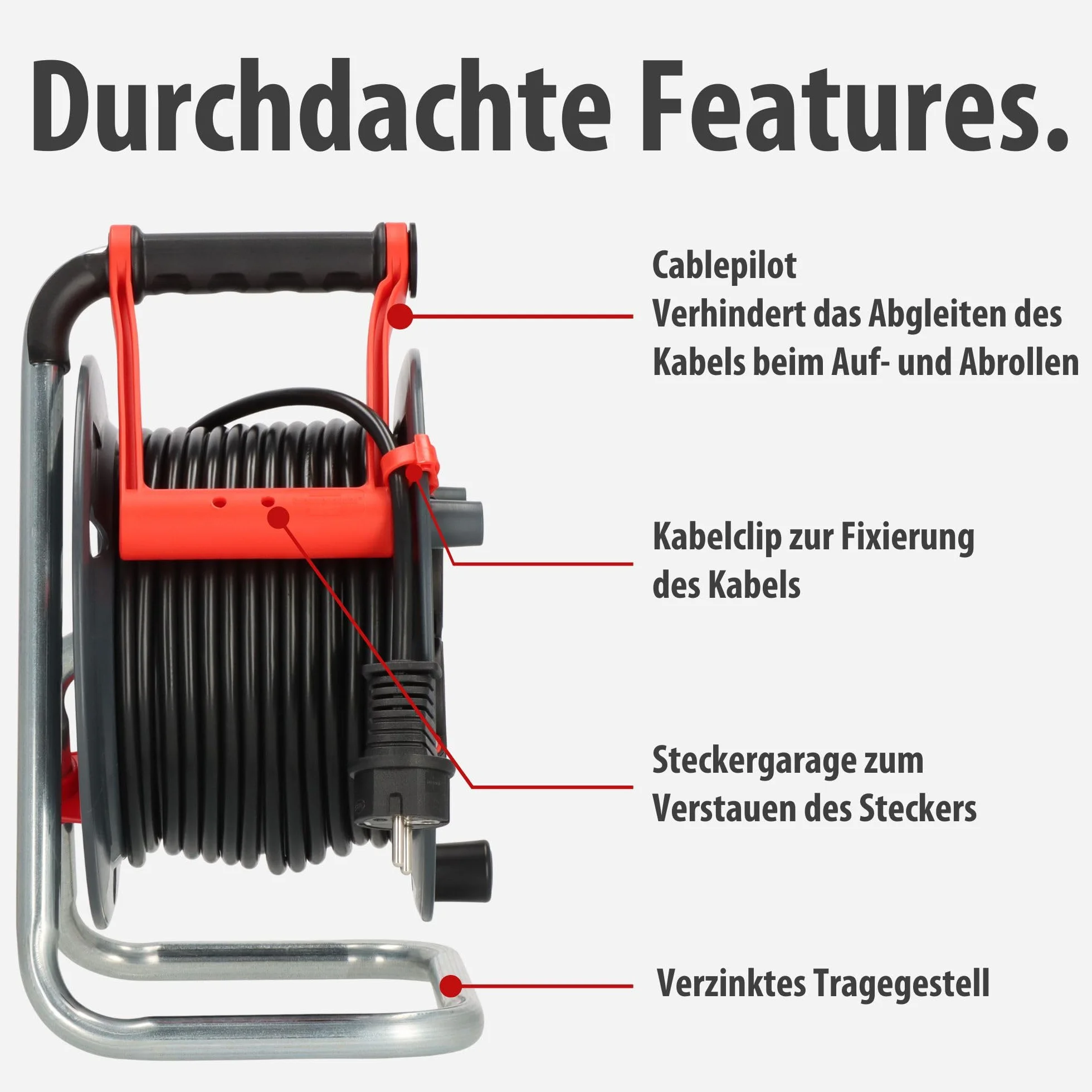 Brennenstuhl Garant V2 IP44 Kabeltrommel 25m outdoor (Made in Germany, 3 Schutzkontakt-Steckdosen, Spezialkunststoff)