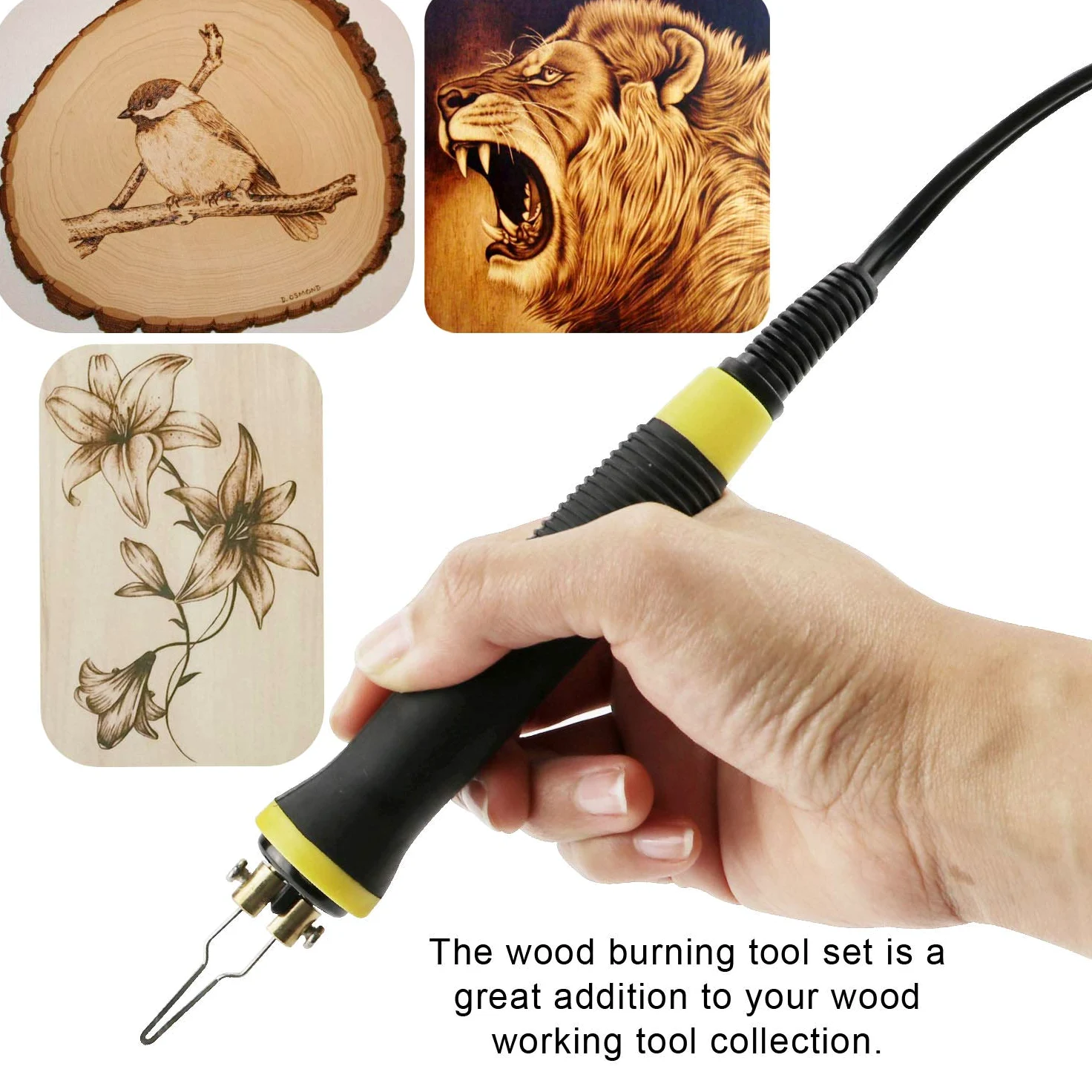 Brennstation Brandmalerei Brandmalstation mit 2 Brennstift, Profi - Brandmalgerät für alle Holzbrandarbeiten, (100W, 23 x Brennschleifen,100℃ - 780 ℃)