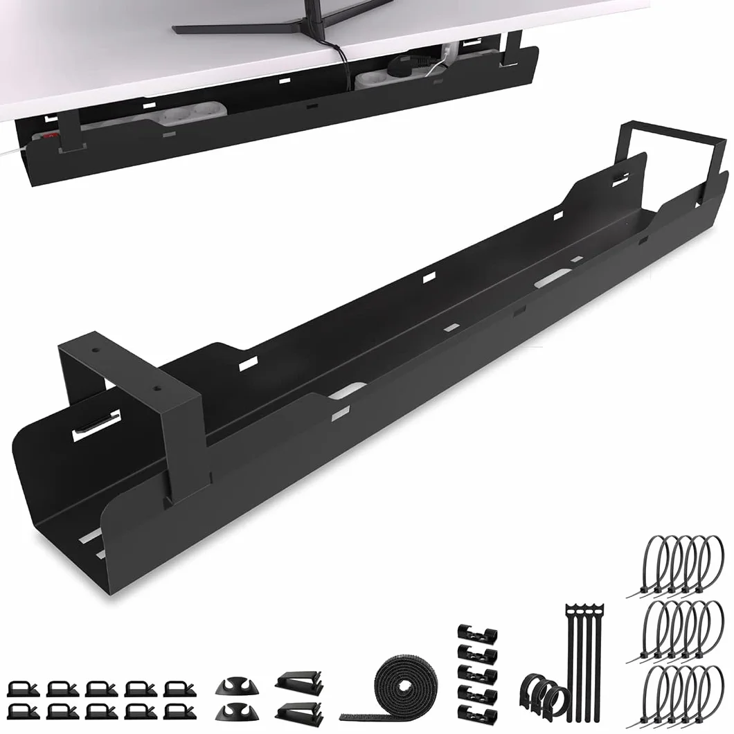 Ultimate Setup® Kabelwanne Schreibtisch für bestes Kabelmanagement - Im Kabelkanal Schreibtisch einfach Kabel verstecken (schwarz)